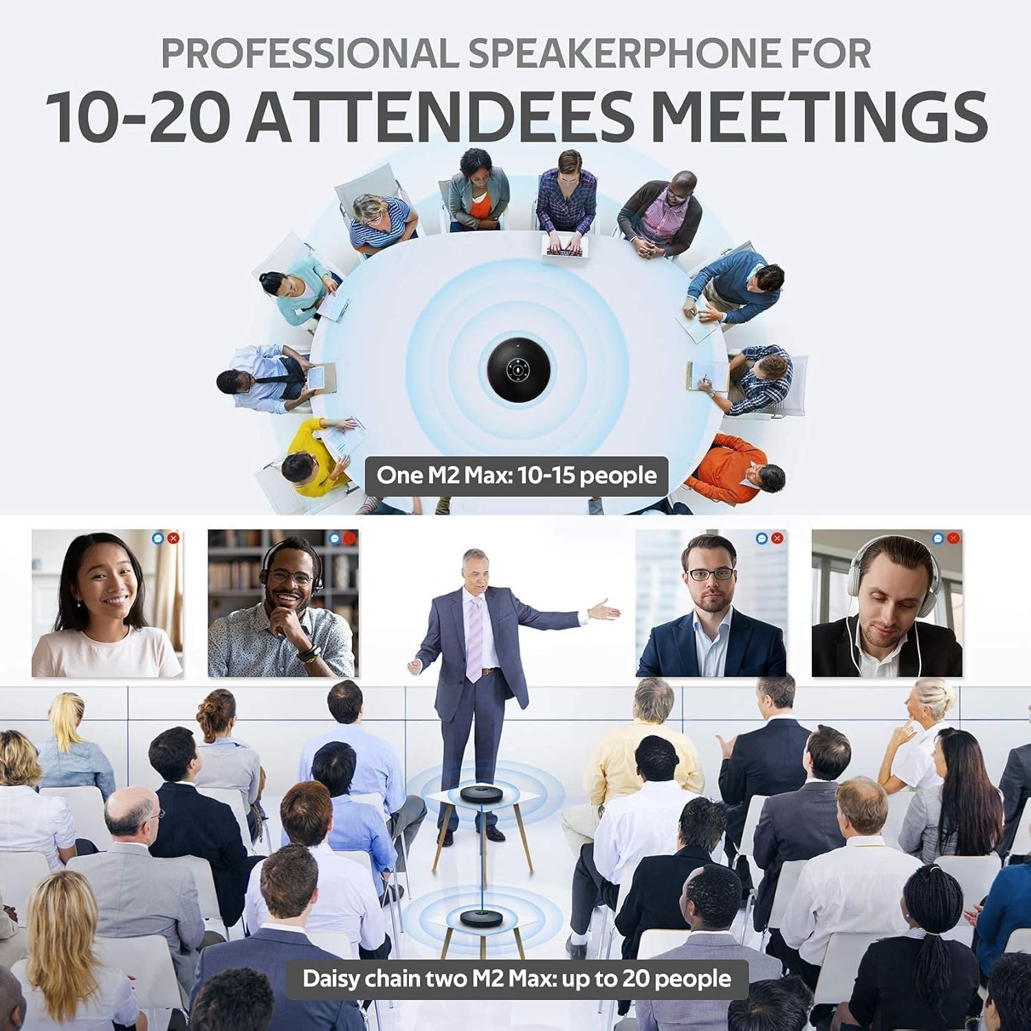 image:image2 Bluetooth Speakerphone M2 Max Professional Conference Speaker and for Around 20 People Business Conference Calls High Volume Noise Reduction Daisy Chain Dongle Home Office Skype