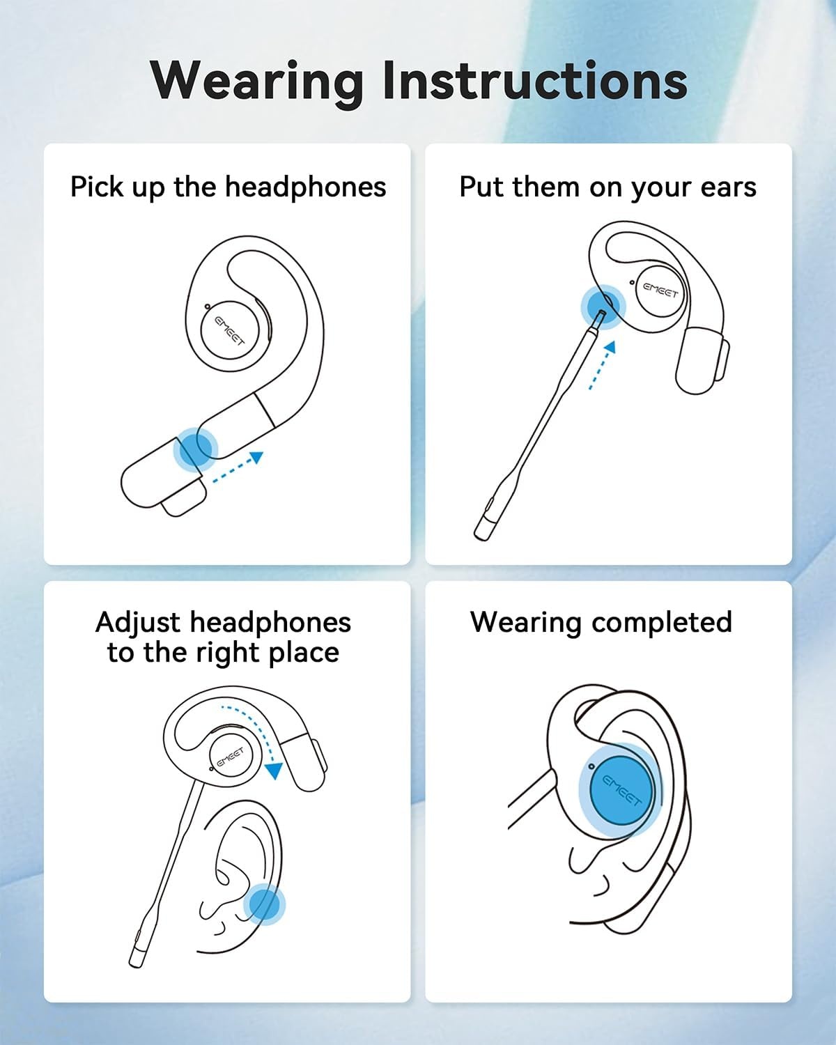 image:imageEMEET Airflow Open Ear Headphones with Mic Zoom Certified True Wireless Headsets with Detachable Microphone ENCVoiceCore 20 Noise Cancelling Bluetooth 53 MultiPoint Wireless Earbuds for WorkAirFlowBlack