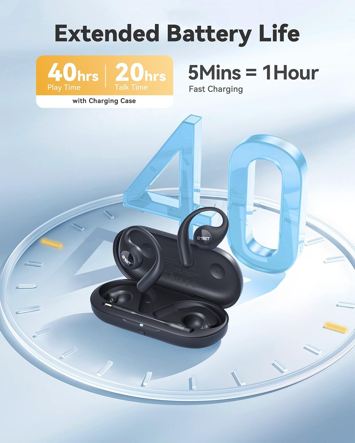 image:imageEMEET Airflow Open Ear Headphones with Mic Zoom Certified True Wireless Headsets with Detachable Microphone ENCVoiceCore 20 Noise Cancelling Bluetooth 53 MultiPoint Wireless Earbuds for WorkAirFlowBlack
