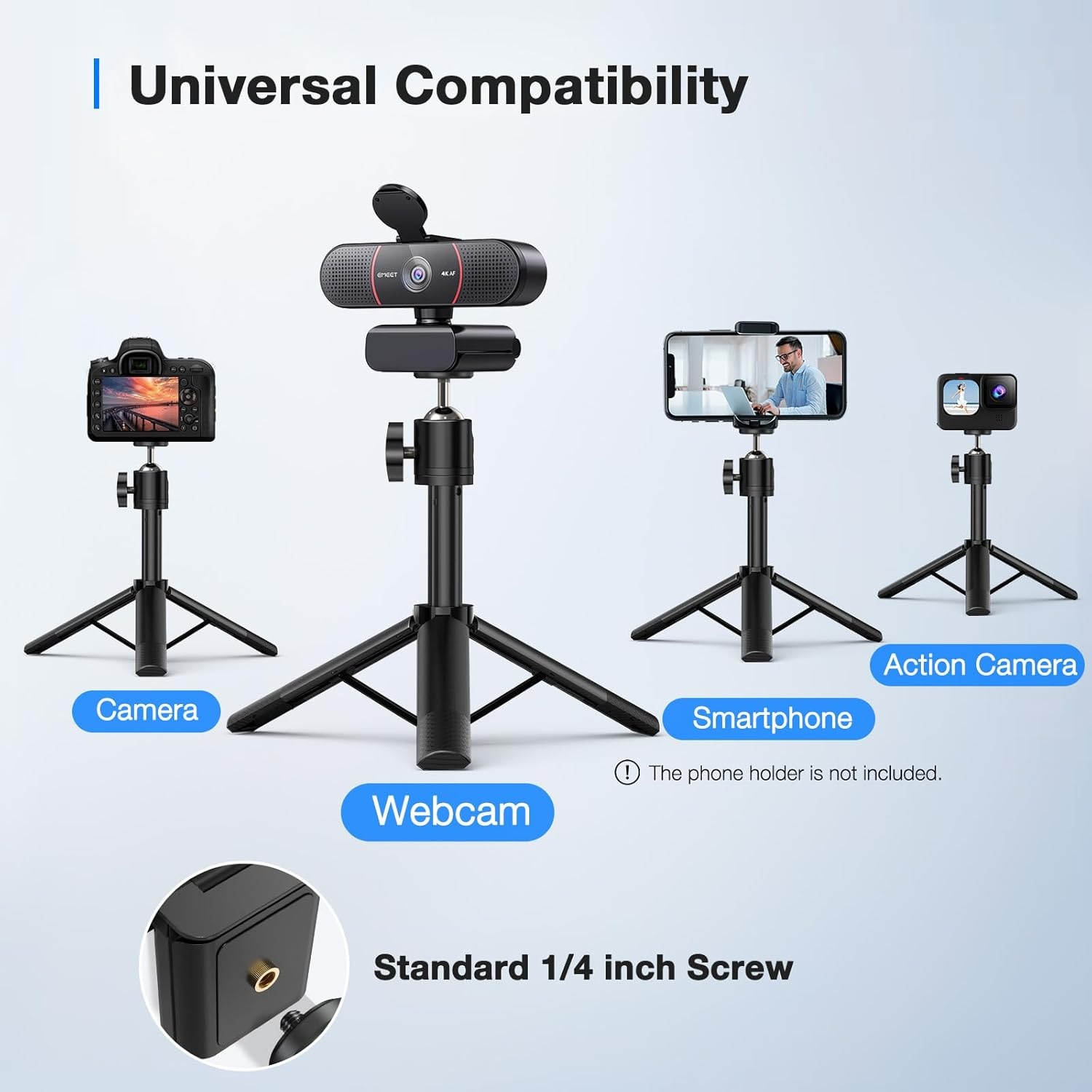 image:imageEMEET C960 1080P Webcam with Microphone 2 Mics 90 FOV USB TypeA amp AtoC Adapter Fixed Focus PlugampPlay Computer Camera for ZoomTeamsFacetimeYouTubeGoogle MeetSwitch 2 Camera 2025 Version4K Tripod