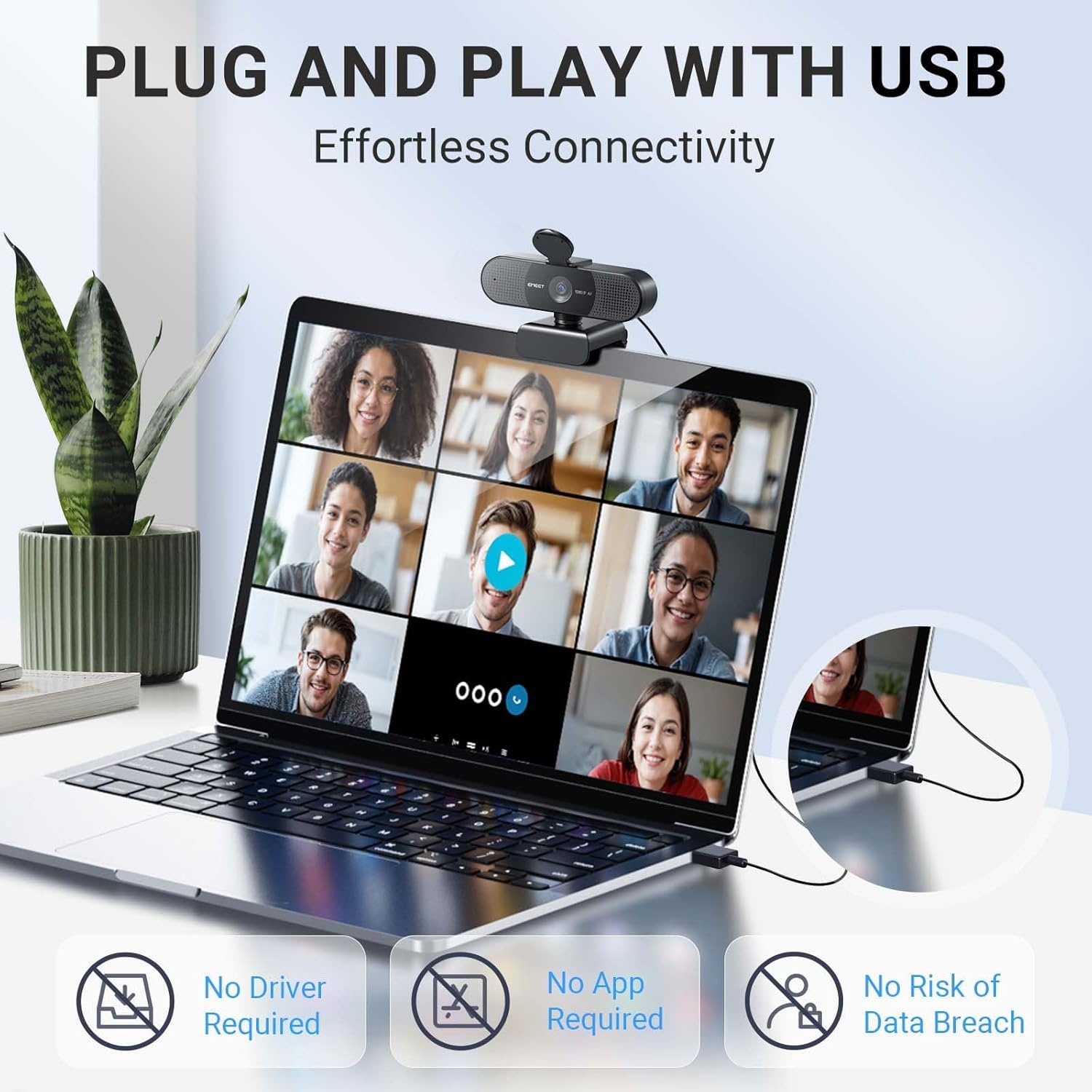 image:imageEMEET C960 1080P Webcam with Microphone 2 Mics 90 FOV USB TypeA amp AtoC Adapter Fixed Focus PlugampPlay Computer Camera for ZoomTeamsFacetimeYouTubeGoogle MeetSwitch 2 Camera 2025 Version1080P AF