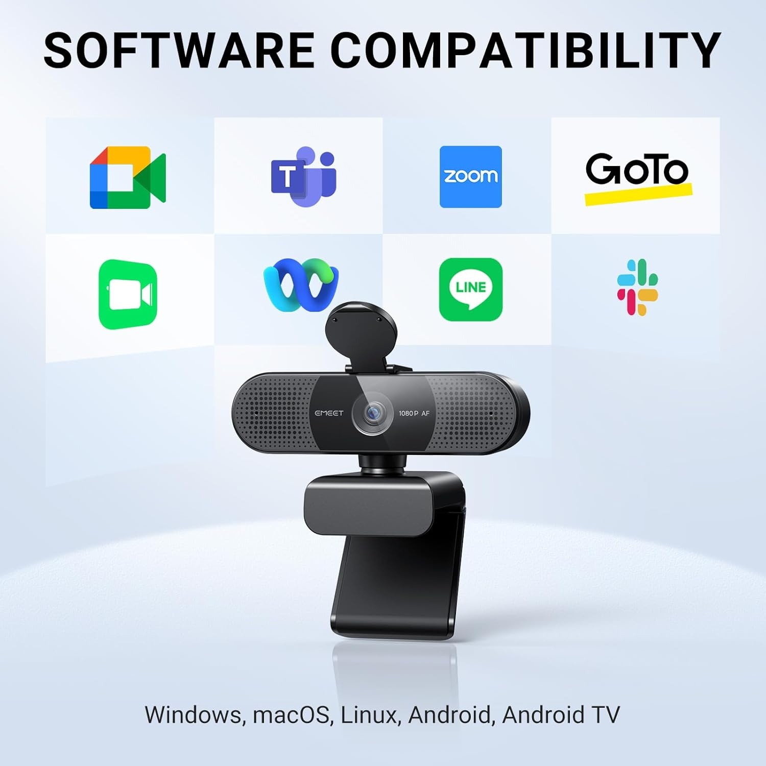 image:imageEMEET C960 1080P Webcam with Microphone 2 Mics 90 FOV USB TypeA amp AtoC Adapter Fixed Focus PlugampPlay Computer Camera for ZoomTeamsFacetimeYouTubeGoogle MeetSwitch 2 Camera 2025 Version1080P AF