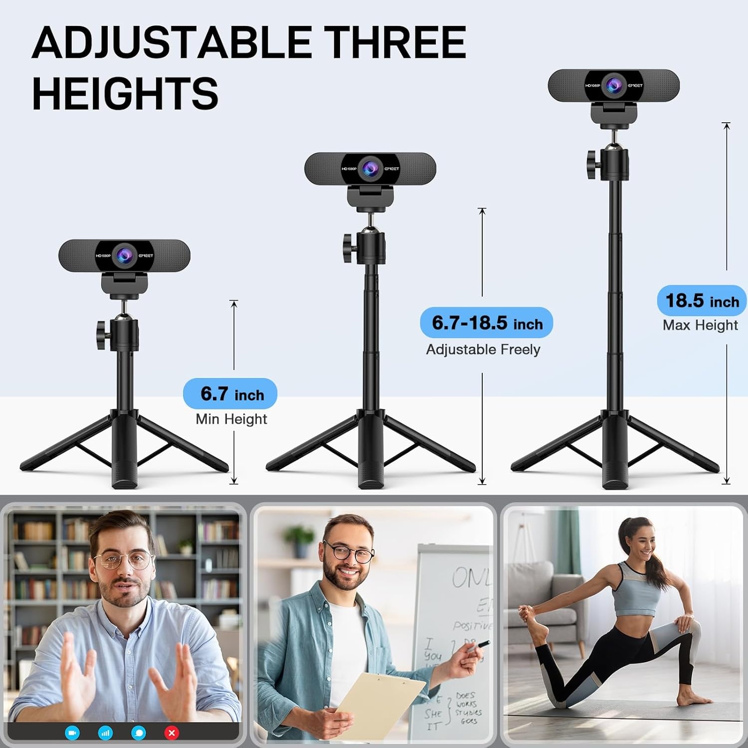 image:imageEMEET C960 1080P Webcam with Microphone 2 Mics 90 FOV USB TypeA amp AtoC Adapter Fixed Focus PlugampPlay Computer Camera for ZoomTeamsFacetimeYouTubeGoogle MeetSwitch 2 Camera 2025 Version1080P Tripod