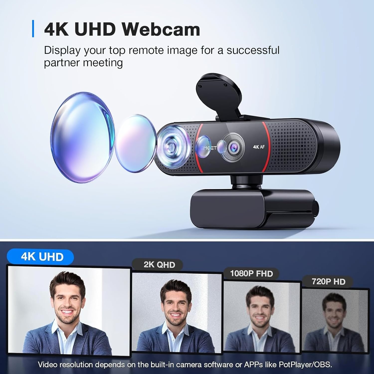 image:imageEMEET C960 1080P Webcam with Microphone 2 Mics 90 FOV USB TypeA amp AtoC Adapter Fixed Focus PlugampPlay Computer Camera for ZoomTeamsFacetimeYouTubeGoogle MeetSwitch 2 Camera 2025 Version4K