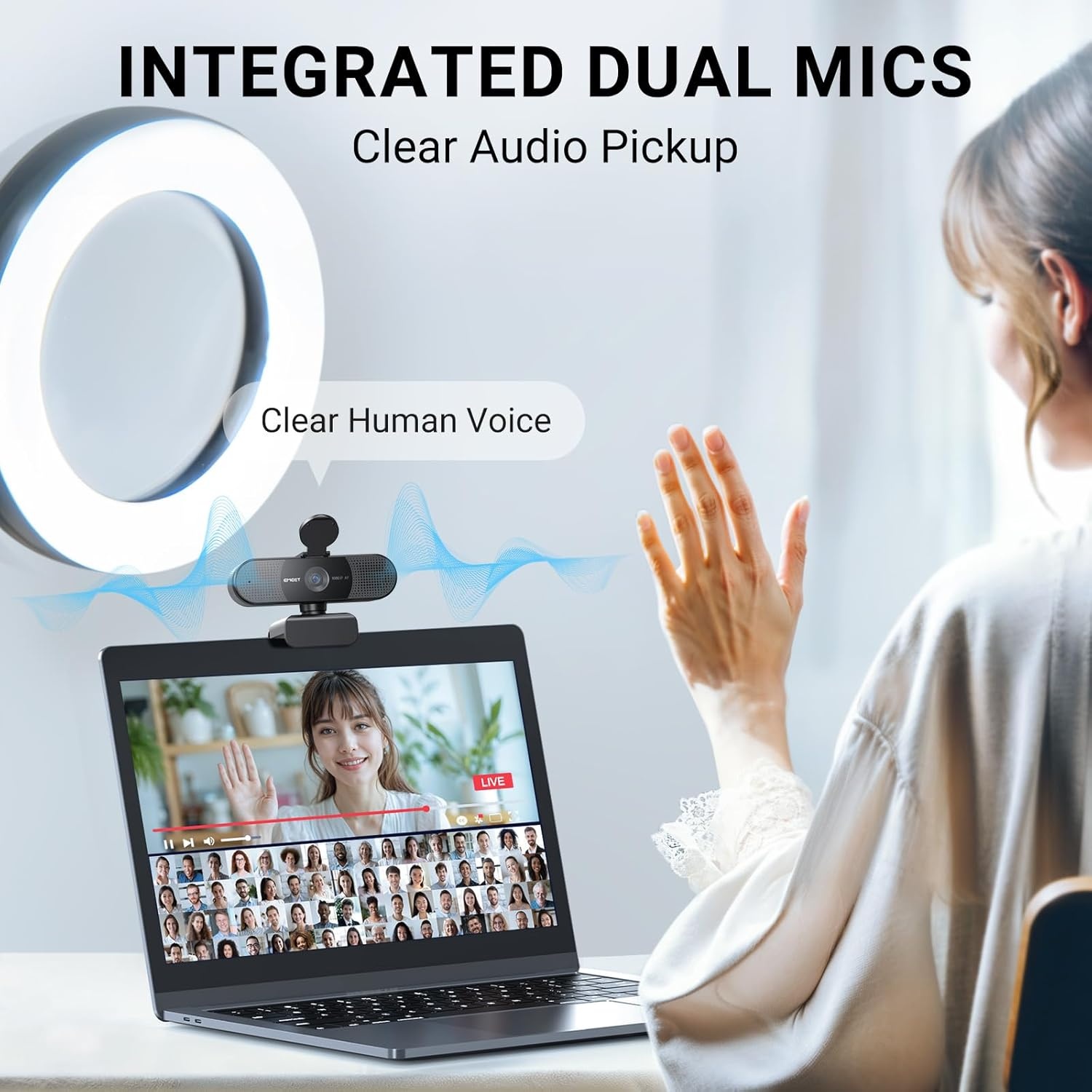 image:imageEMEET C960 1080P Webcam with Microphone 2 Mics 90 FOV USB TypeA amp AtoC Adapter Fixed Focus PlugampPlay Computer Camera for ZoomTeamsFacetimeYouTubeGoogle MeetSwitch 2 Camera 2025 Version1080P AF