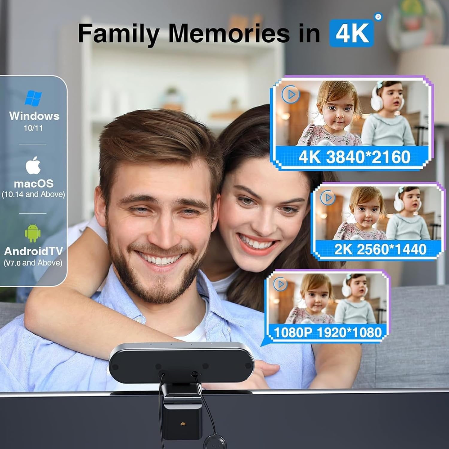 image:imageEMEET C980 PRO 3in1 1080P Webcam with Microphone and Speaker 6098 Wide Angle Webcam w 4 Noise Cancel Mics 2 Speakers Auto Low Light Correction WCover USB Camera for Online ConferenceClass4K with 4Mics 2Speakers