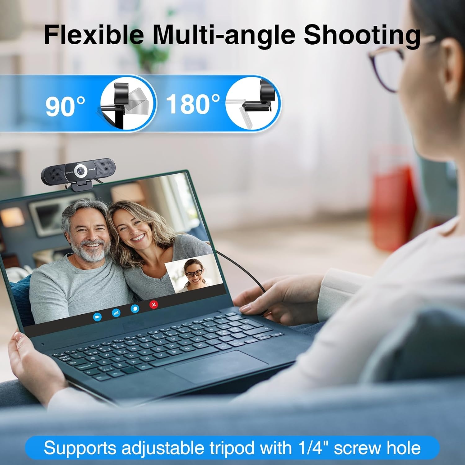 image:imageEMEET C980 PRO 3in1 1080P Webcam with Microphone and Speaker 6098 Wide Angle Webcam w 4 Noise Cancel Mics 2 Speakers Auto Low Light Correction WCover USB Camera for Online ConferenceClass4K with 4Mics 2Speakers