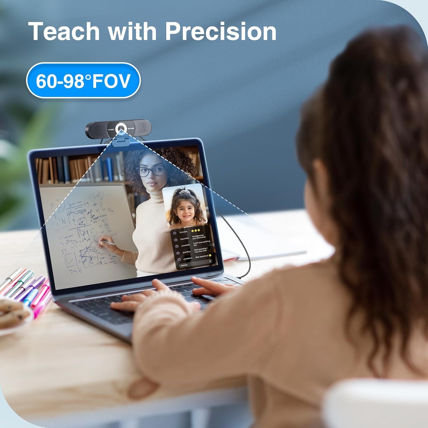 image:imageEMEET C980 PRO 3in1 1080P Webcam with Microphone and Speaker 6098 Wide Angle Webcam w 4 Noise Cancel Mics 2 Speakers Auto Low Light Correction WCover USB Camera for Online ConferenceClass4K with 4Mics 2Speakers