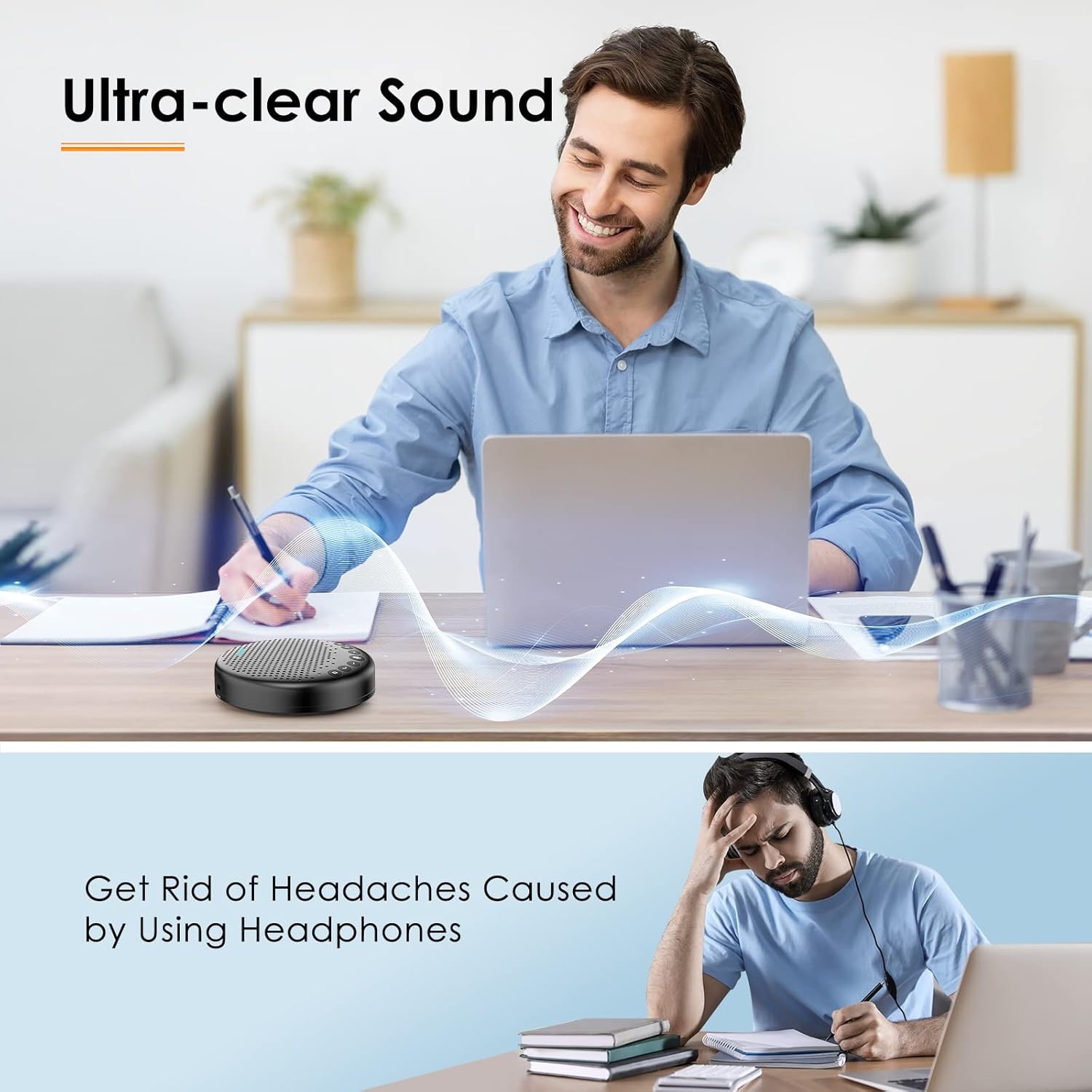 image:imageEMEET Conference Speaker and Microphone Luna 360 Voice Pickup wNoise ReductionMuteIndicator USB Bluetooth Speakerphone wDongle for 8 People Daisy Chain for 16 Compatible with Leading SoftwareGrey Luna for 8