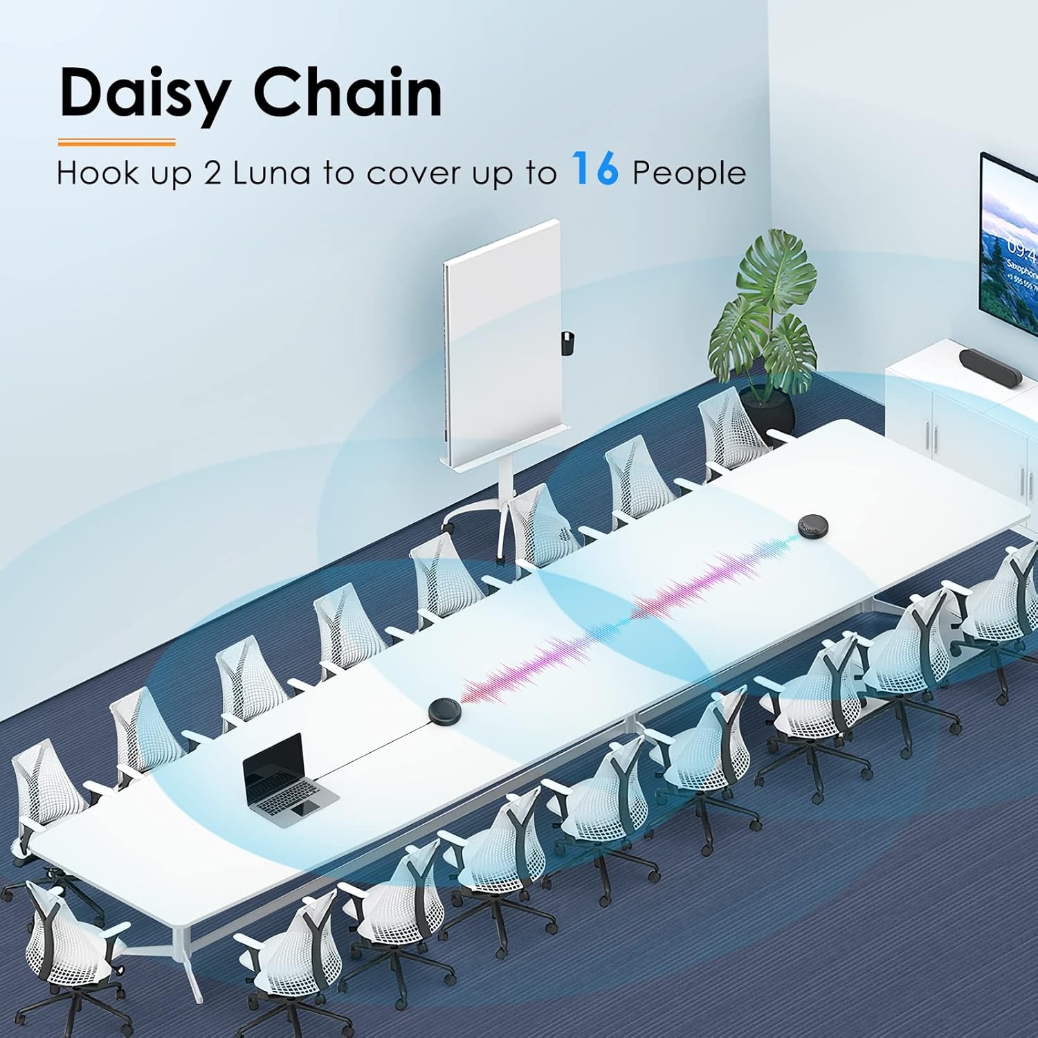 image:imageEMEET Conference Speaker and Microphone Luna 360 Voice Pickup wNoise ReductionMuteIndicator USB Bluetooth Speakerphone wDongle for 8 People Daisy Chain for 16 Compatible with Leading SoftwareBlack Luna for 8