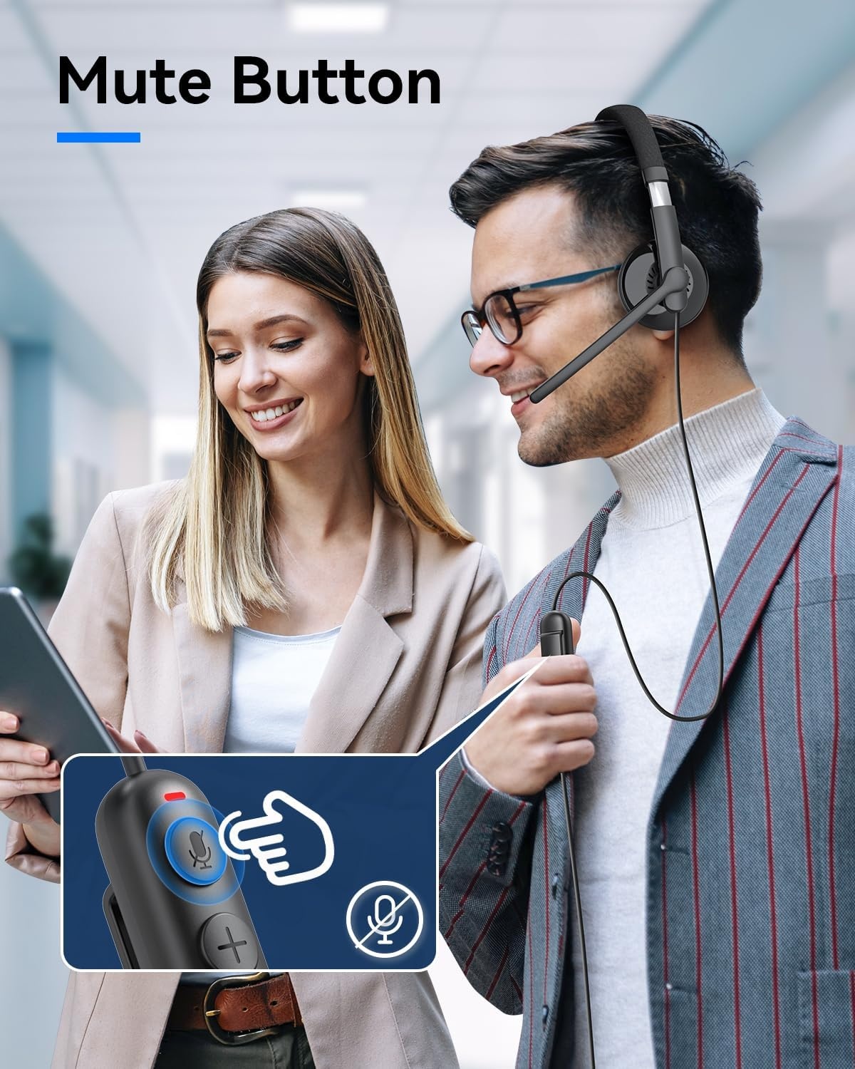 image:imageEMEET HS50 Wired Headset with Mic OnEar Computer Headphones with Noise Cancelling Microphone USBAUSBC Adjustable Design inline Control for Home Office Online Class Teams Zoom All Day Comfort