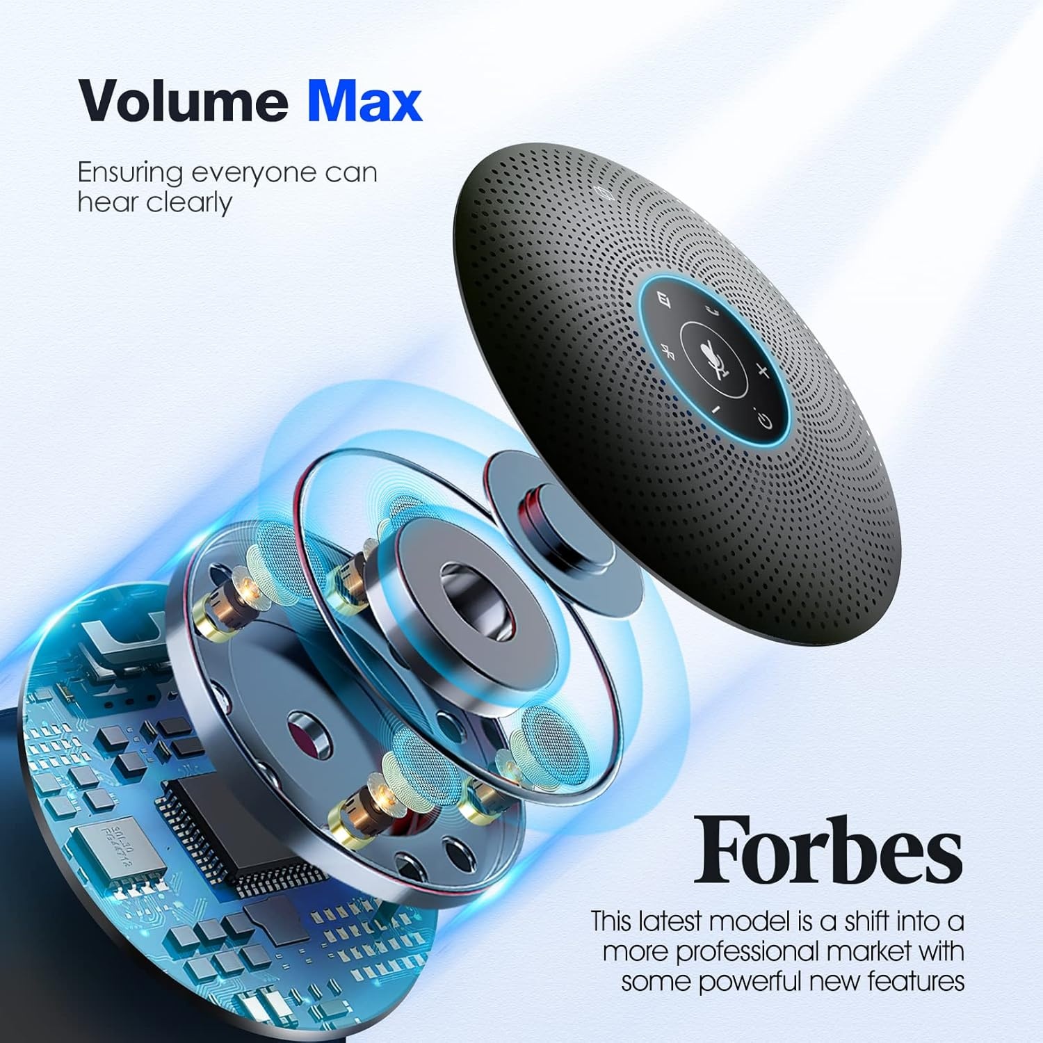 image:imageEMEET M3 Conference Speaker and Microphone Zoom Certified Bluetooth Speakerphone with 4 AI Mics 360 Voice Pickup 18H Talk Time USB 20ampBluetooth 50 with Daisy Chain for 20 People for Zoom TeamsM2max15 People