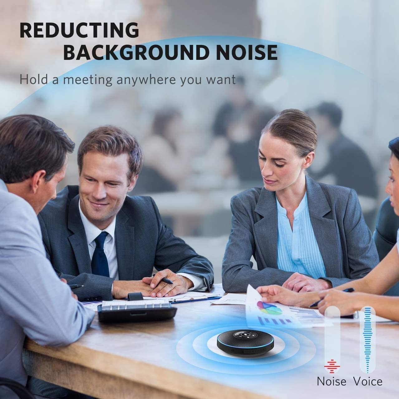 image:imageEMEET M3 Conference Speaker and Microphone Zoom Certified Bluetooth Speakerphone with 4 AI Mics 360 Voice Pickup 18H Talk Time USB 20ampBluetooth 50 with Daisy Chain for 20 People for Zoom TeamsM28 People