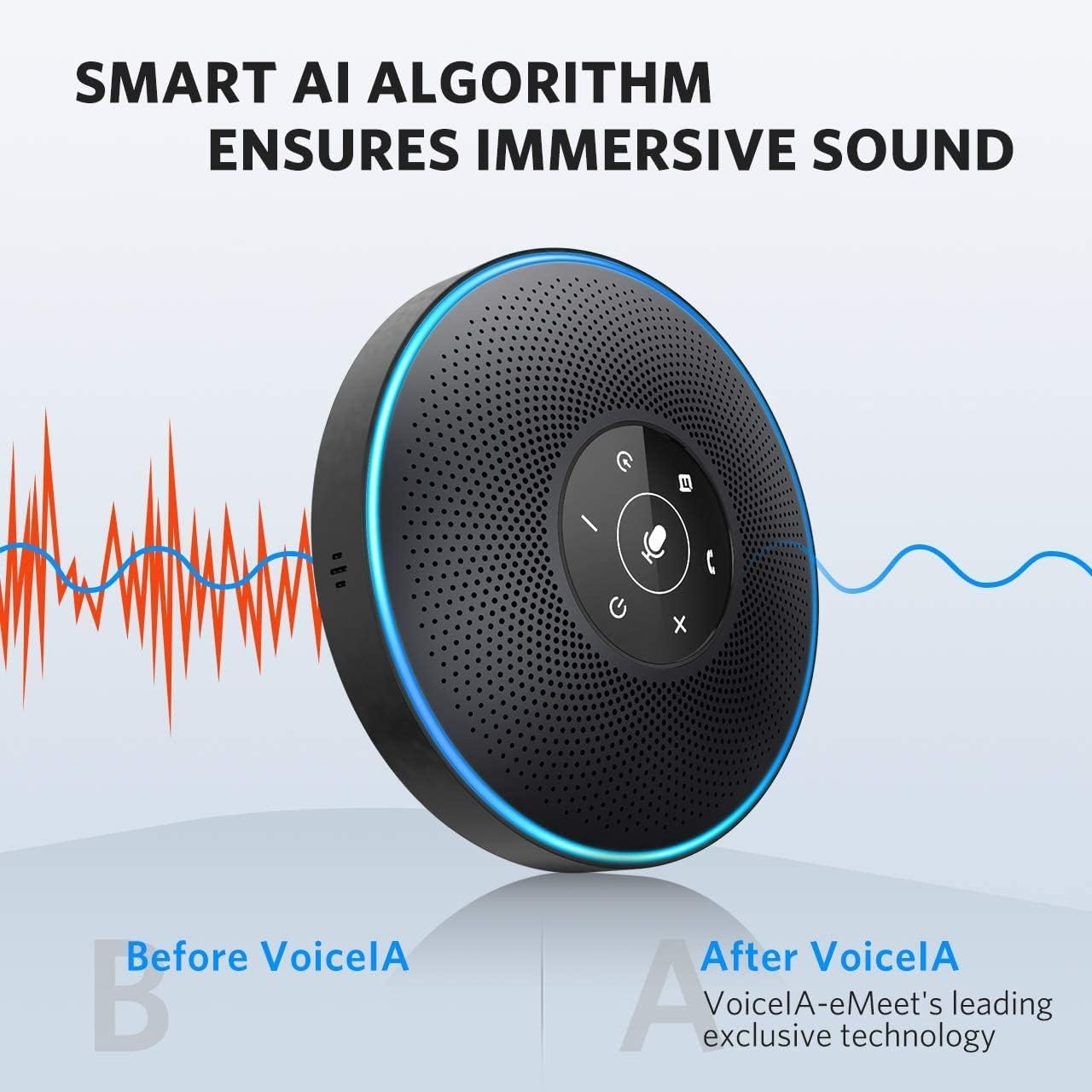 image:imageEMEET M3 Conference Speaker and Microphone Zoom Certified Bluetooth Speakerphone with 4 AI Mics 360 Voice Pickup 18H Talk Time USB 20ampBluetooth 50 with Daisy Chain for 20 People for Zoom TeamsM28 People