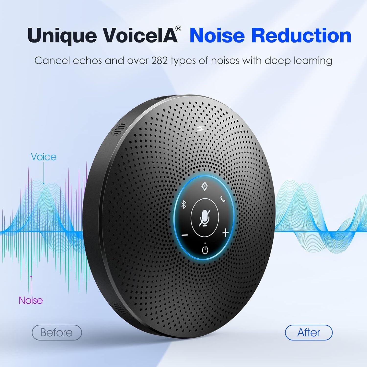 image:imageEMEET M3 Conference Speaker and Microphone Zoom Certified Bluetooth Speakerphone with 4 AI Mics 360 Voice Pickup 18H Talk Time USB 20ampBluetooth 50 with Daisy Chain for 20 People for Zoom TeamsM2max15 People