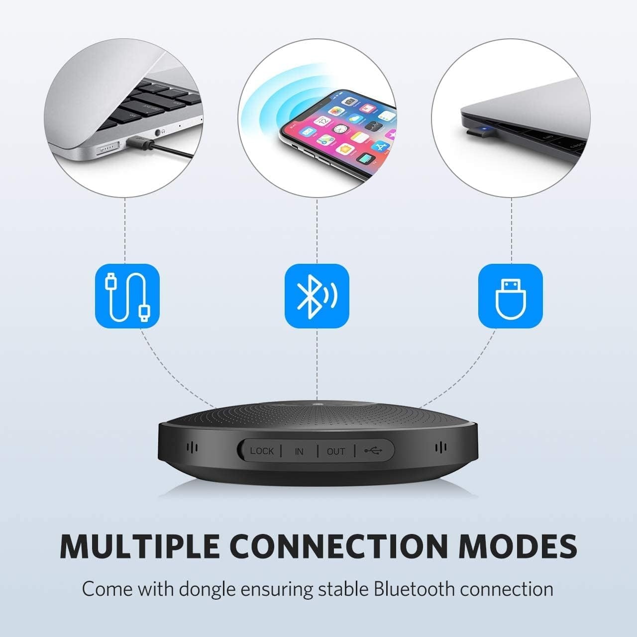 image:imageEMEET M3 Conference Speaker and Microphone Zoom Certified Bluetooth Speakerphone with 4 AI Mics 360 Voice Pickup 18H Talk Time USB 20ampBluetooth 50 with Daisy Chain for 20 People for Zoom TeamsM28 People
