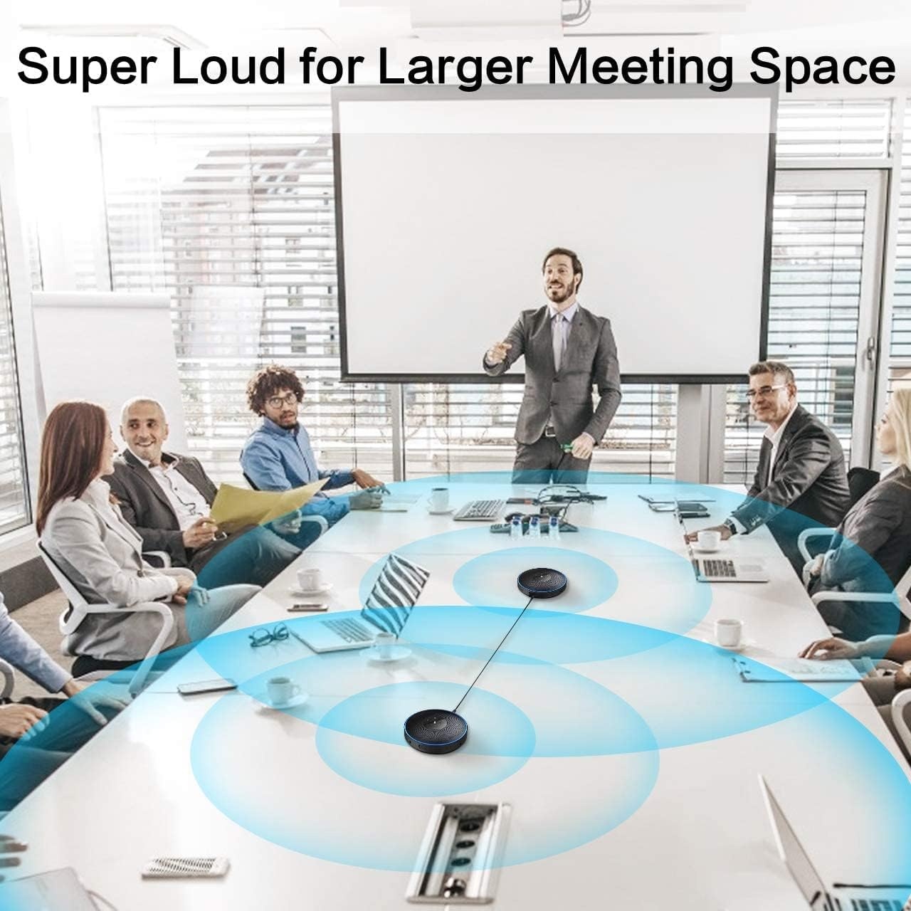image:imageEMEET M3 Conference Speaker and Microphone Zoom Certified Bluetooth Speakerphone with 4 AI Mics 360 Voice Pickup 18H Talk Time USB 20ampBluetooth 50 with Daisy Chain for 20 People for Zoom TeamsM22016 People