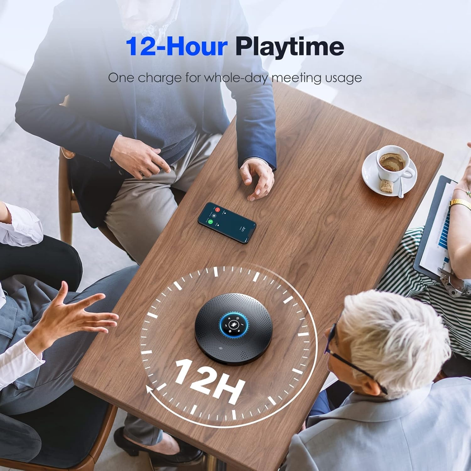 image:imageEMEET M3 Conference Speaker and Microphone Zoom Certified Bluetooth Speakerphone with 4 AI Mics 360 Voice Pickup 18H Talk Time USB 20ampBluetooth 50 with Daisy Chain for 20 People for Zoom TeamsM2max15 People