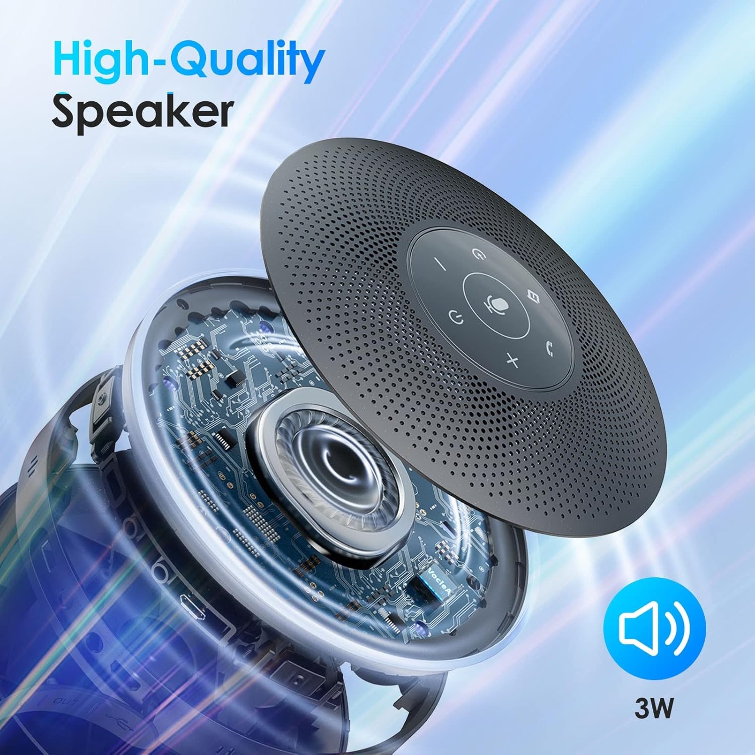 image:imageEMEET M3 Conference Speaker and Microphone Zoom Certified Bluetooth Speakerphone with 4 AI Mics 360 Voice Pickup 18H Talk Time USB 20ampBluetooth 50 with Daisy Chain for 20 People for Zoom TeamsM22016 People