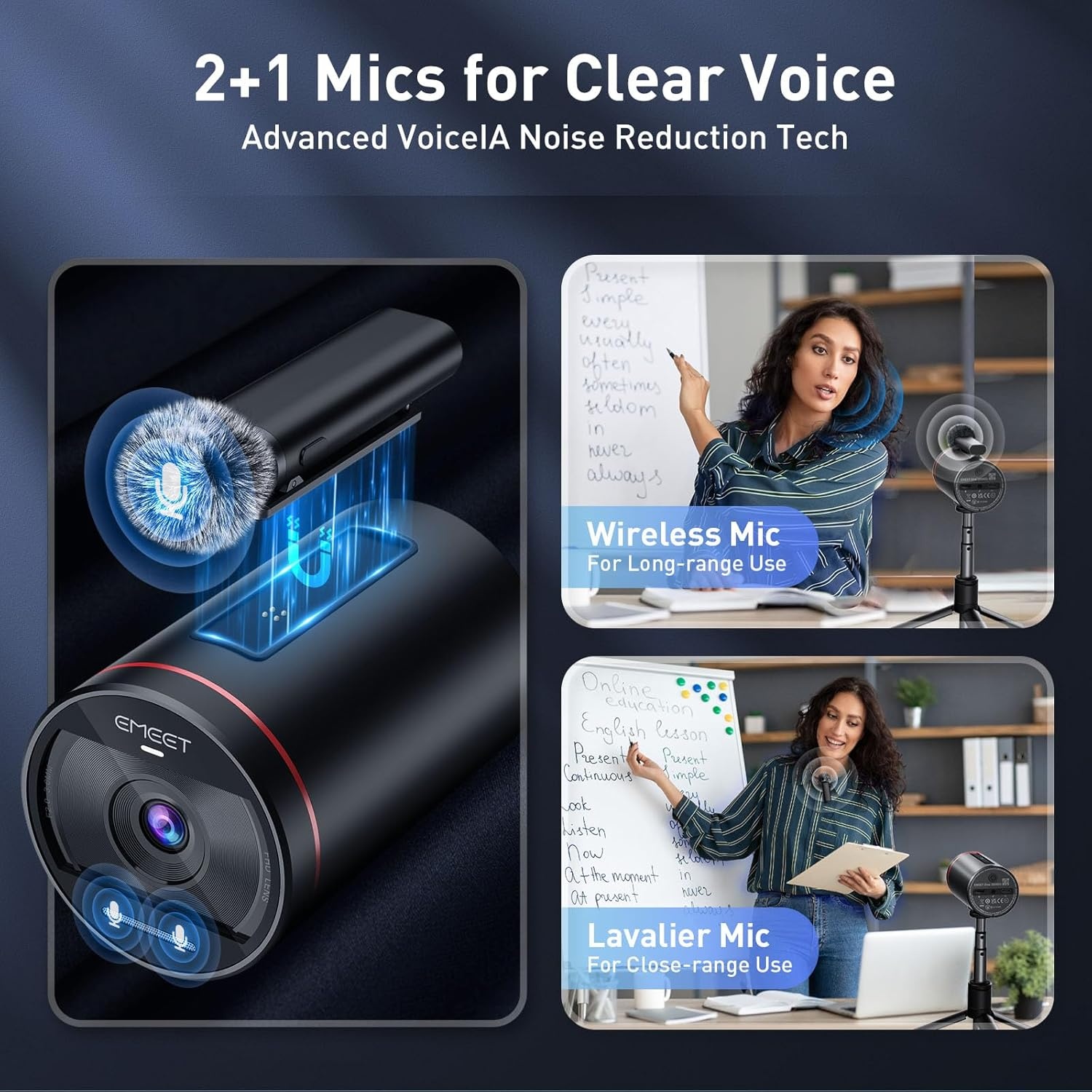 image:imageEMEET StreamCam One Wireless Streaming Camera with Tripod 1080p HD Video Quality Intelligent App Control Multicam Support 1 Detachable Mic amp 2 Builtin Noise Reduction Mics 8H Streaming Battery