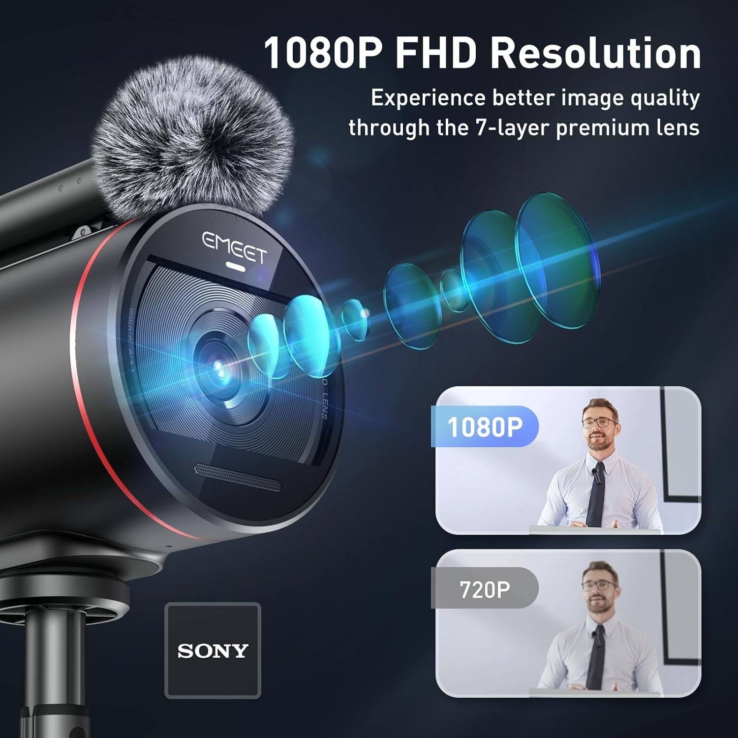 image:imageEMEET Streamcam One Wireless Streaming Camera 1080P HD Webcam with Sony Sensor Multicam support 1 Detachable Mic amp 2 Builtin Noise Reduction Mics 8H Streaming Battery for YoutubeTwitchFacebook