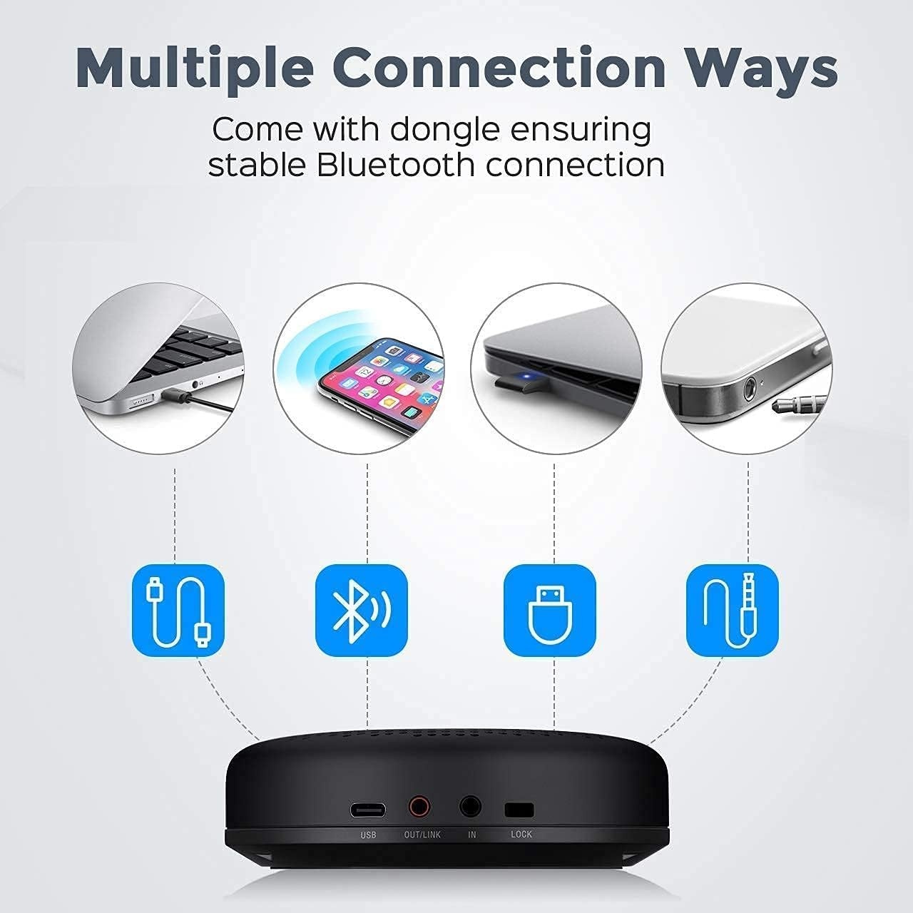 image:imageLuna SpeakerphoneDaisy Chain Cable Luna Computer Speaker with Microphone 2pcs wCable Conference Microphone for Home Office amp Meeting up to 12 People Speakerphone Idea for Business Gift Black