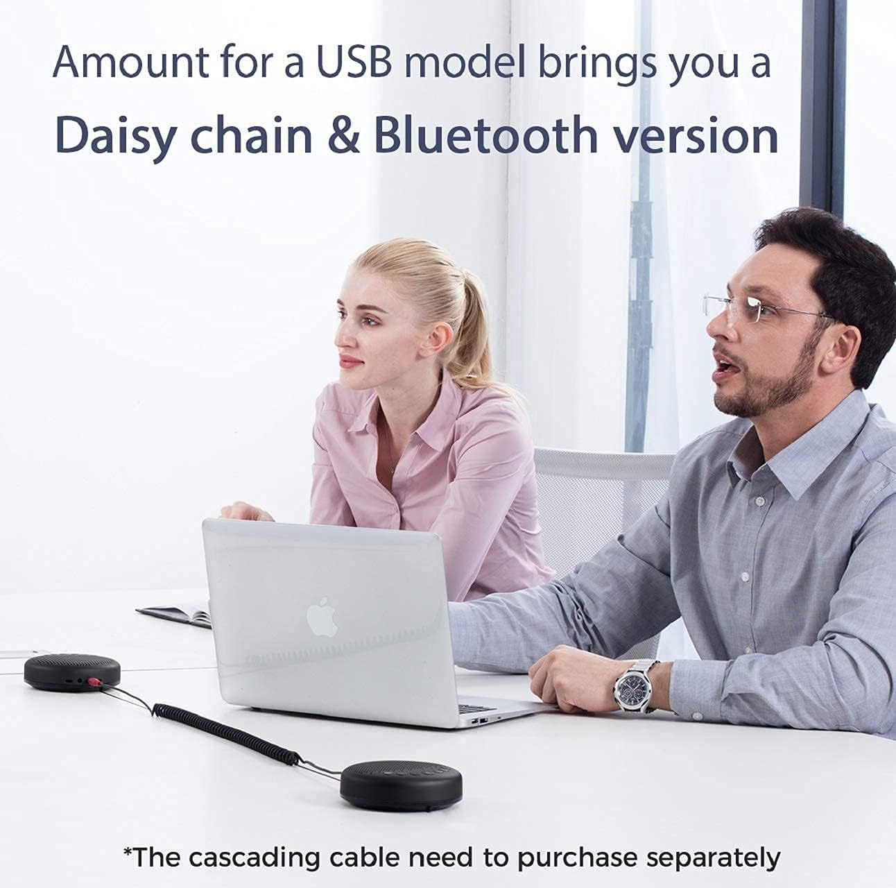 image:imageLuna SpeakerphoneDaisy Chain Cable Luna Computer Speaker with Microphone 2pcs wCable Conference Microphone for Home Office amp Meeting up to 12 People Speakerphone Idea for Business Gift Black