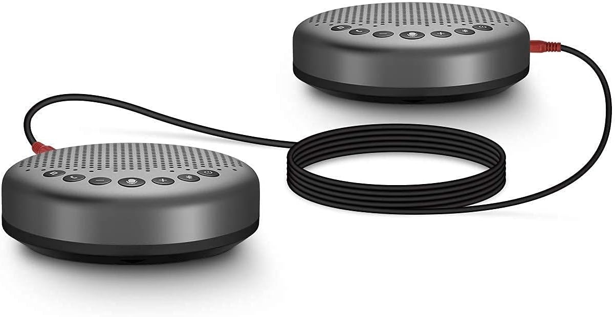 image:imageLuna SpeakerphoneDaisy Chain Cable Luna Computer Speaker with Microphone 2pcs wCable Conference Microphone for Home Office amp Meeting up to 12 People Speakerphone Idea for Business Gift Black