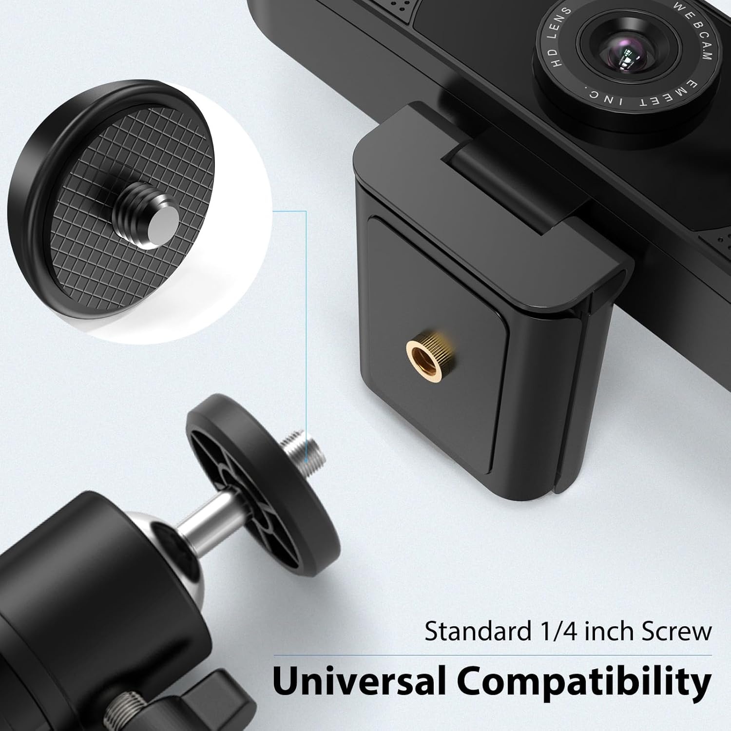 image:imageWebcam Tripod EMEET Professional Webcam Mini Tripod Adjustable Heights with 360 Swivel Head PortableampLightweight Stable Use Universal Compatible for Most WebcamsPhonesGoProsMirrorless Cameras