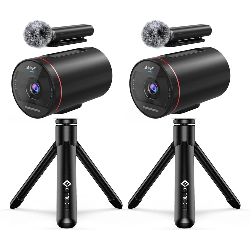 image:imageEMEET 2Pack StreamCam One Live Wireless Streaming Camera with Tripod for MultiCamera 1080p HD Video Quality Intelligent App Control 1 Detachable Mic amp 2 Builtin Noise Reduction Mics