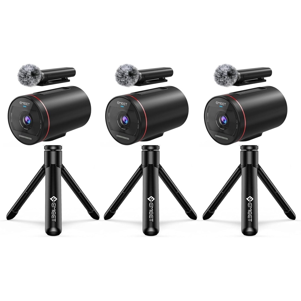 image:imageEMEET 3Pack StreamCam One Live Wireless Streaming Camera with Tripod for MultiCamera 1080p HD Video Quality Intelligent App Control 1 Detachable Mic amp 2 Builtin Noise Reduction Mics