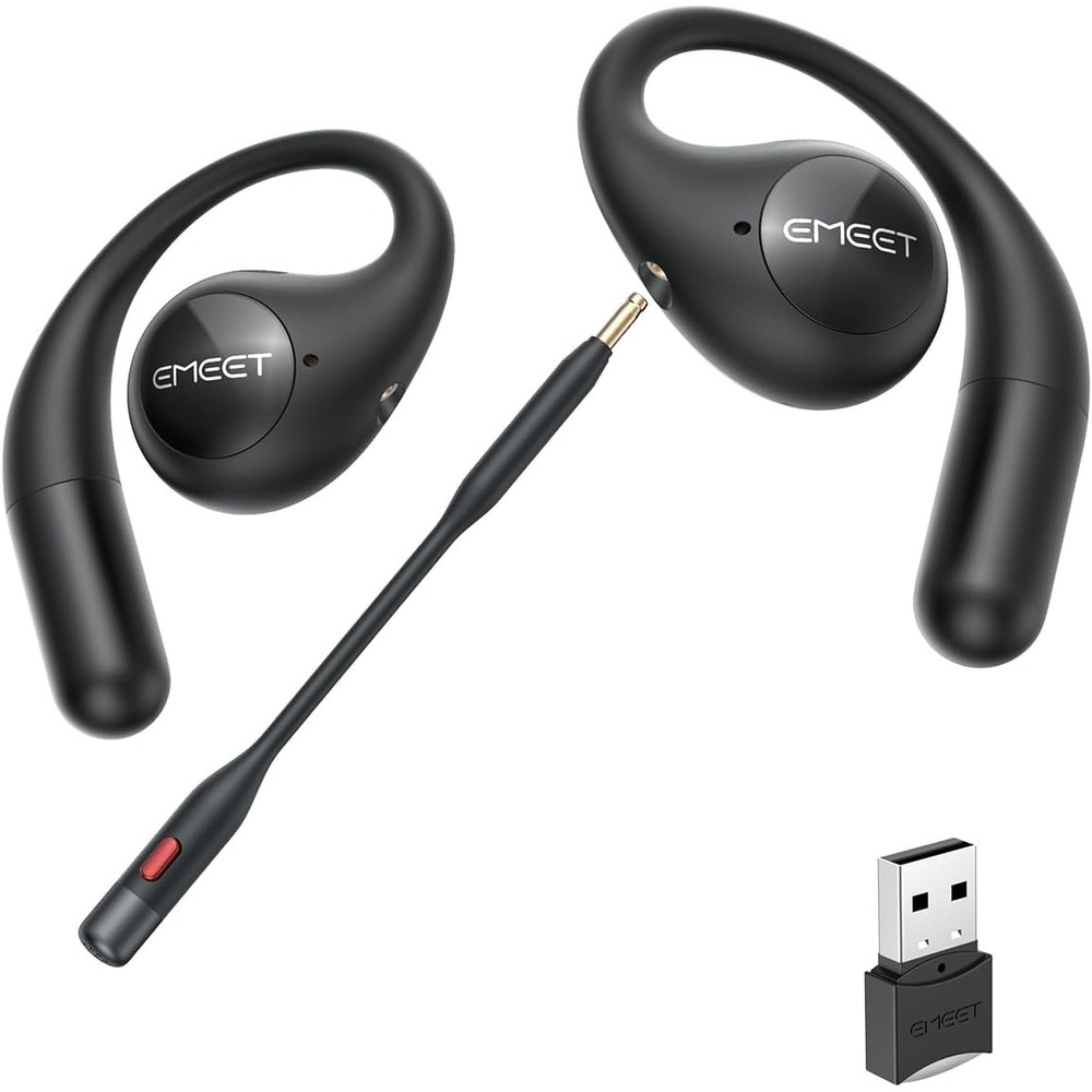 image:imageEMEET Airflow Open Ear Headphones with Mic Zoom Certified True Wireless Headsets with Detachable Microphone ENCVoiceCore 20 Noise Cancelling Bluetooth 53 MultiPoint Wireless Earbuds for WorkAirFlow Zoom