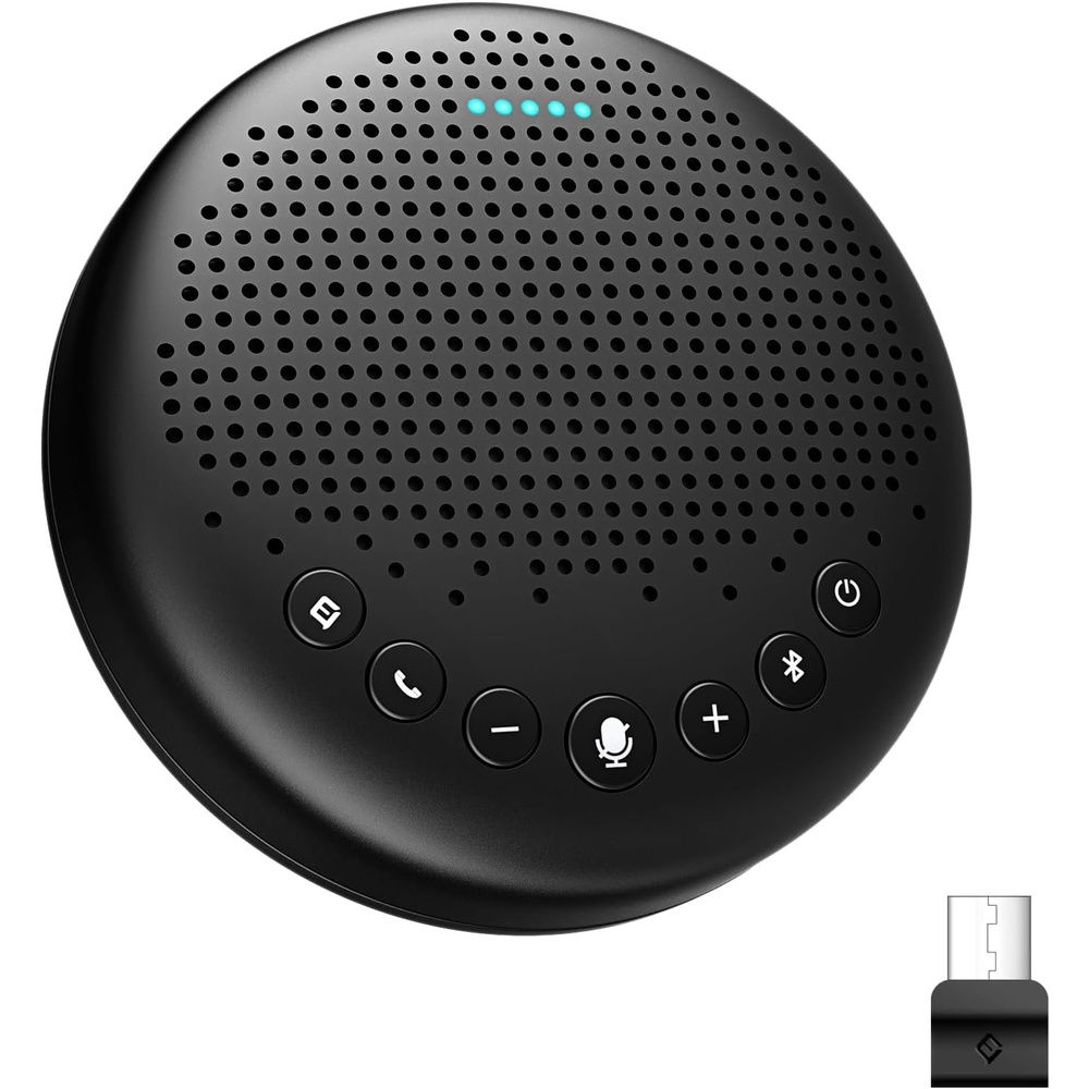 image:imageEMEET Conference Speaker and Microphone Luna 360 Voice Pickup wNoise ReductionMuteIndicator USB Bluetooth Speakerphone wDongle for 8 People Daisy Chain for 16 Compatible with Leading SoftwareBlack Luna for 8