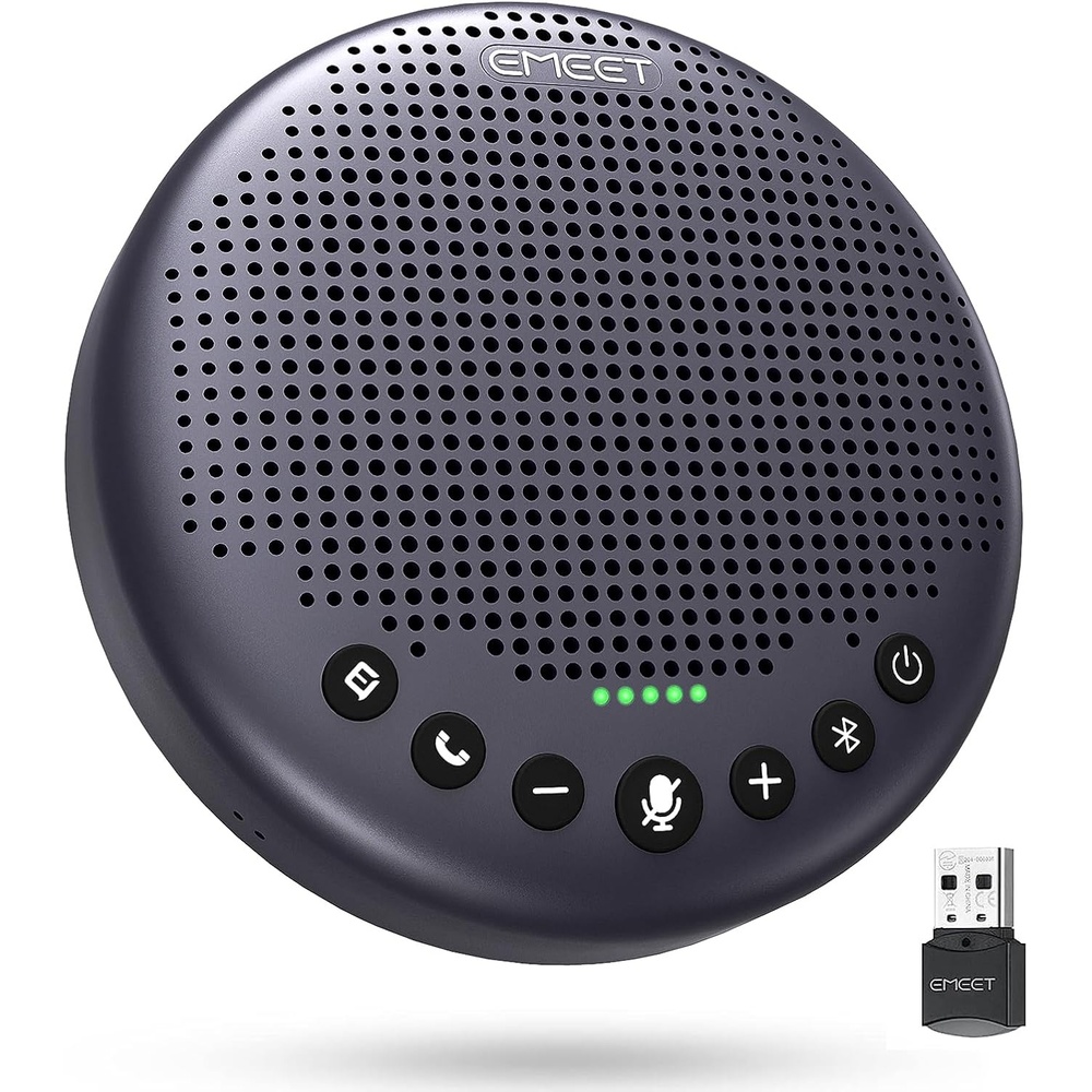 image:imageEMEET Conference Speaker and Microphone Luna 360 Voice Pickup wNoise ReductionMuteIndicator USB Bluetooth Speakerphone wDongle for 8 People Daisy Chain for 16 Compatible with Leading SoftwareLuna Plus for 10
