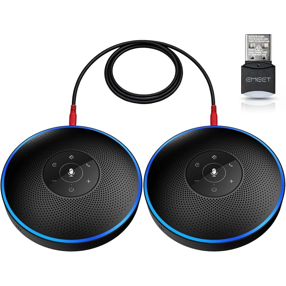 image:imageEMEET M3 Conference Speaker and Microphone Zoom Certified Bluetooth Speakerphone with 4 AI Mics 360 Voice Pickup 18H Talk Time USB 20ampBluetooth 50 with Daisy Chain for 20 People for Zoom TeamsM22016 People