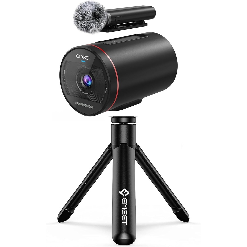 image:imageEMEET StreamCam One Wireless Streaming Camera with Tripod 1080p HD Video Quality Intelligent App Control Multicam Support 1 Detachable Mic amp 2 Builtin Noise Reduction Mics 8H Streaming Battery