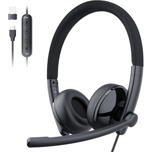 image:imageEMEET HS50 Wired Headset with Mic OnEar Computer Headphones with Noise Cancelling Microphone USBAUSBC Adjustable Design inline Control for Home Office Online Class Teams Zoom All Day Comfort