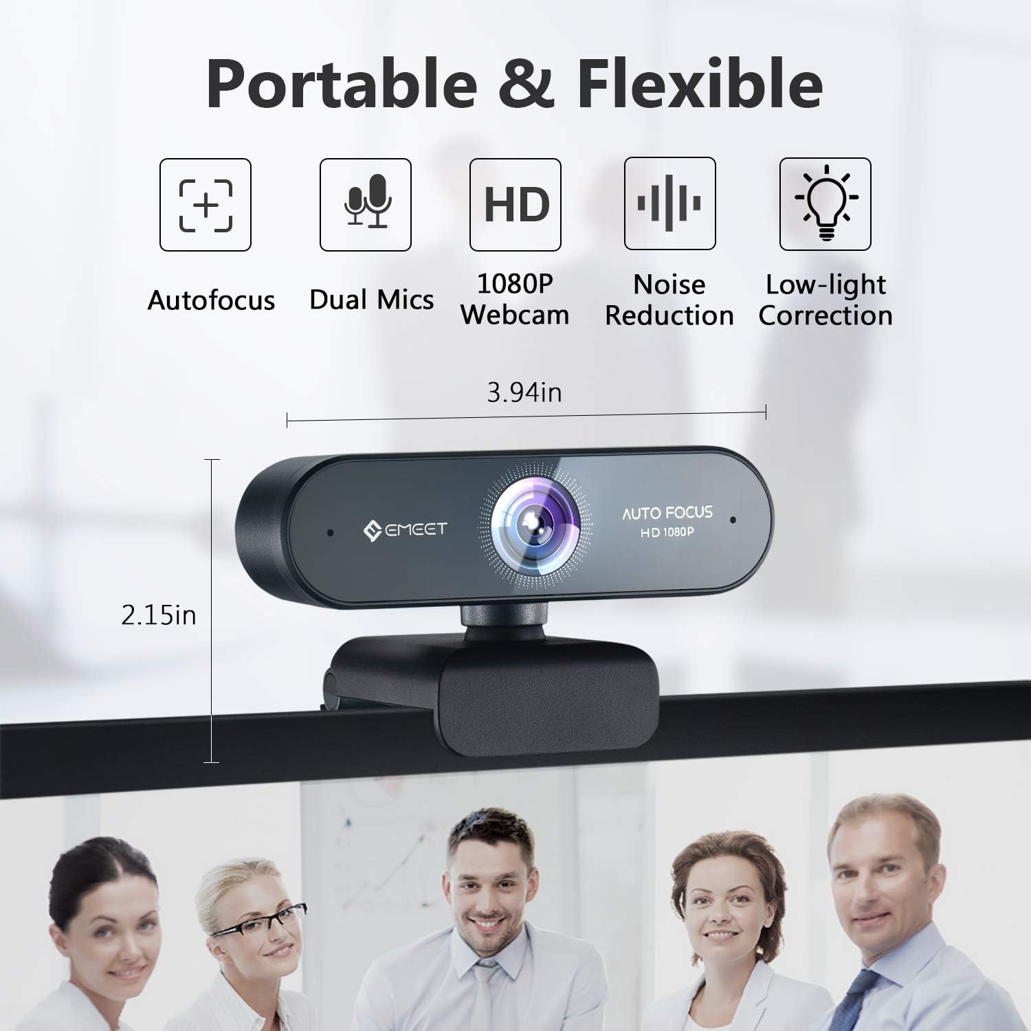 image:imageEMEET NOVA 4K Webcam for PC Ultra 4K HD PDAF Autofocus Dual Omnidirectional Mics 73 FOV Auto Light Correction USBA Privacy Cover Ideal for HighEnd Business MeetingsampLive Streaming96FOV w 2 Noise Cancel Mics