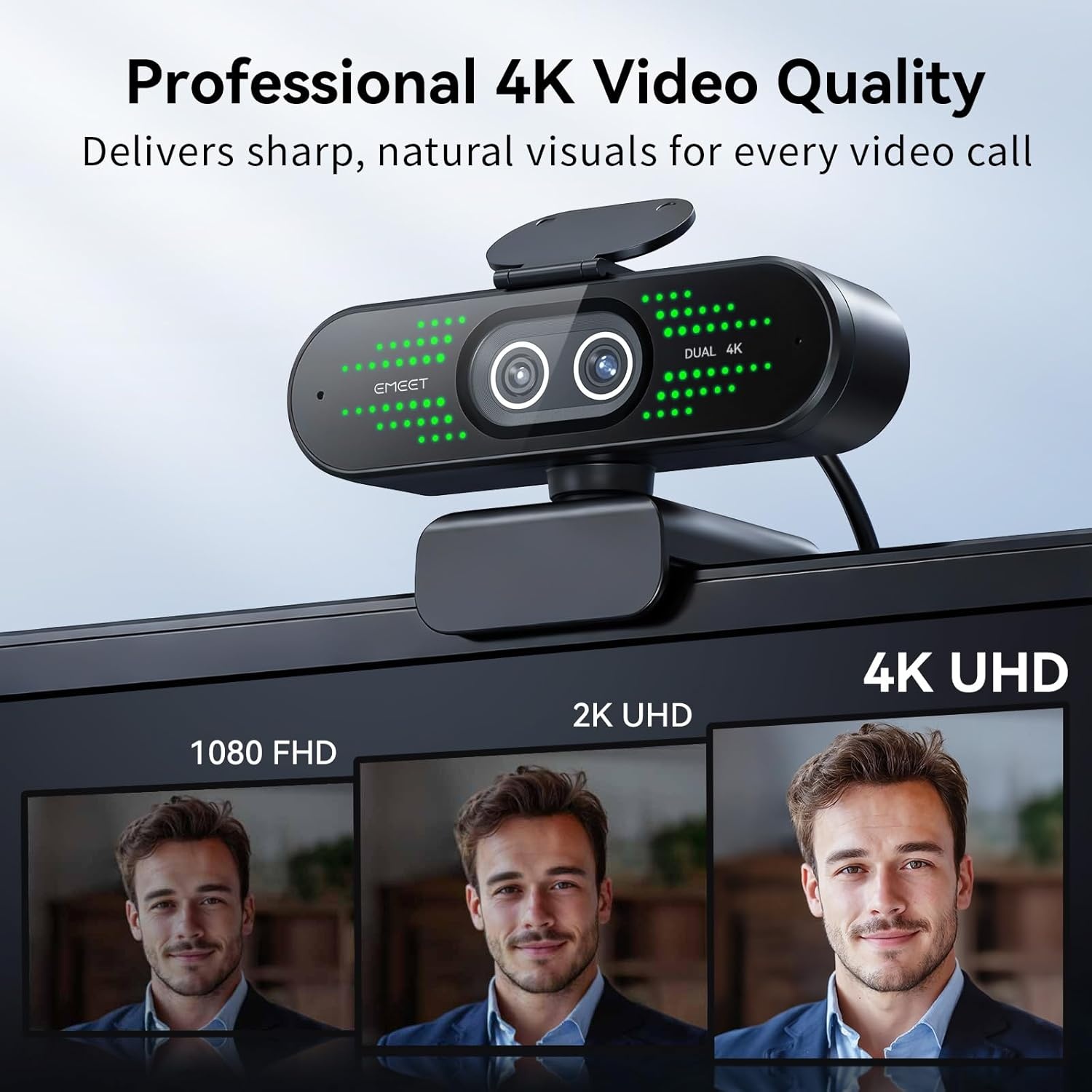 image:imageEMEET NOVA 4K Webcam for PC Ultra 4K HD PDAF Autofocus Dual Omnidirectional Mics 73 FOV Auto Light Correction USBA Privacy Cover Ideal for HighEnd Business MeetingsampLive Streaming4K DualCamera Remote