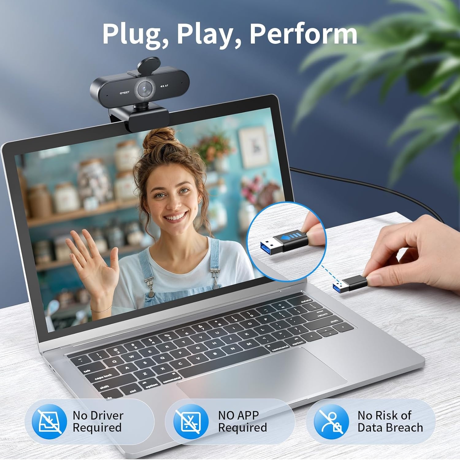 image:imageEMEET NOVA 4K Webcam for PC Ultra 4K HD PDAF Autofocus Dual Omnidirectional Mics 73 FOV Auto Light Correction USBA Privacy Cover Ideal for HighEnd Business MeetingsampLive Streaming4K PDAF Focus 2 Mics