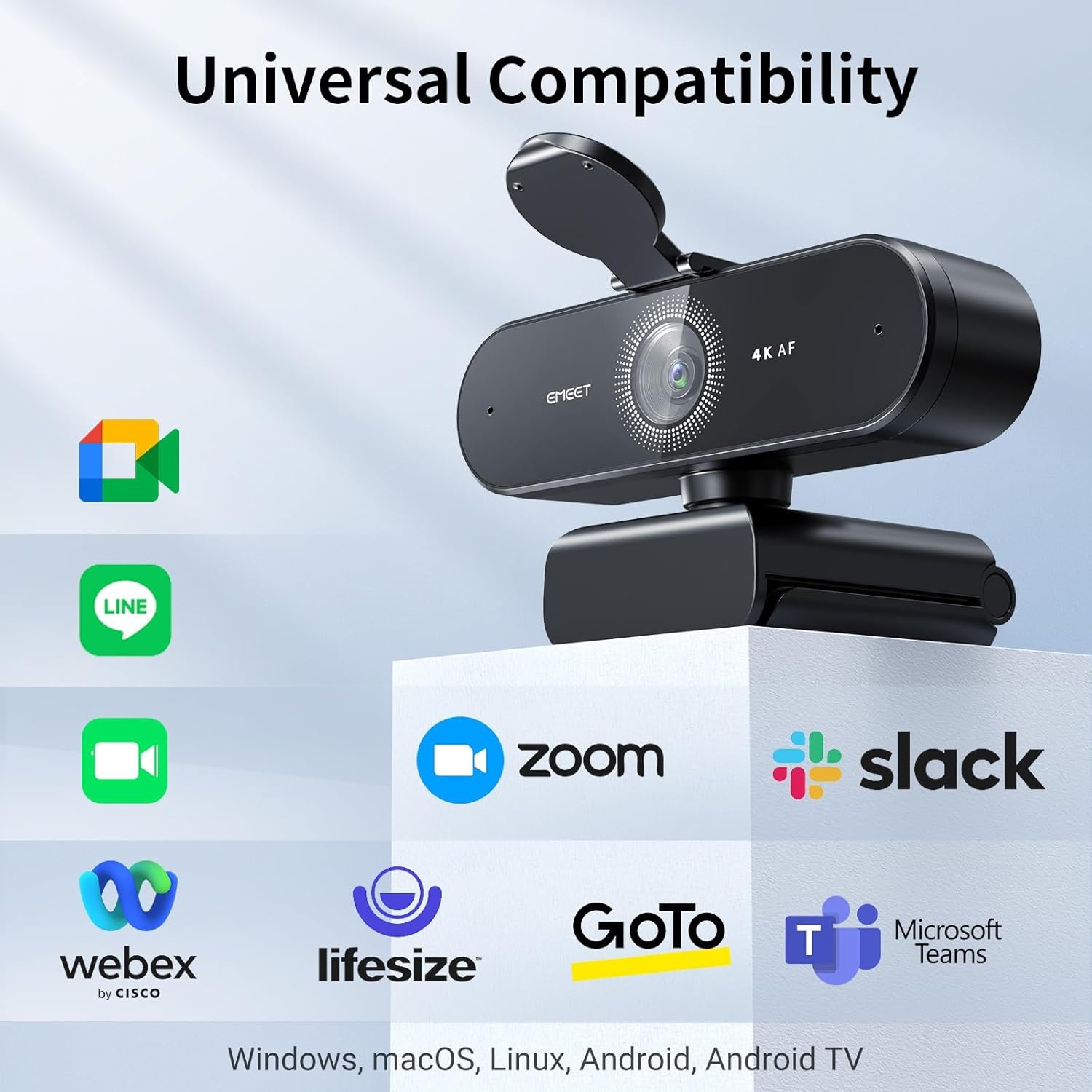 image:imageEMEET NOVA 4K Webcam for PC Ultra 4K HD PDAF Autofocus Dual Omnidirectional Mics 73 FOV Auto Light Correction USBA Privacy Cover Ideal for HighEnd Business MeetingsampLive Streaming4K PDAF Focus 2 Mics