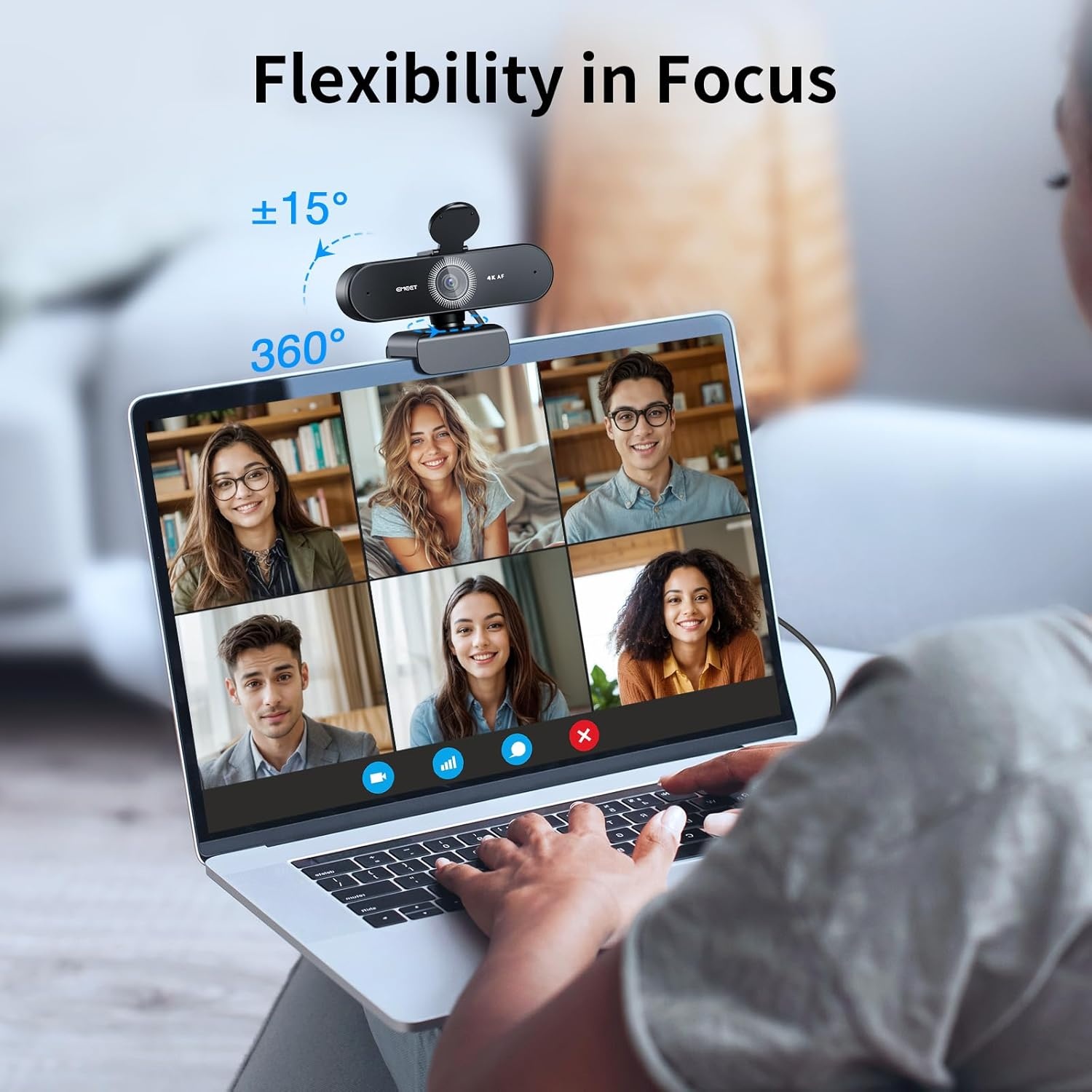 image:imageEMEET NOVA 4K Webcam for PC Ultra 4K HD PDAF Autofocus Dual Omnidirectional Mics 73 FOV Auto Light Correction USBA Privacy Cover Ideal for HighEnd Business MeetingsampLive Streaming4K PDAF Focus 2 Mics