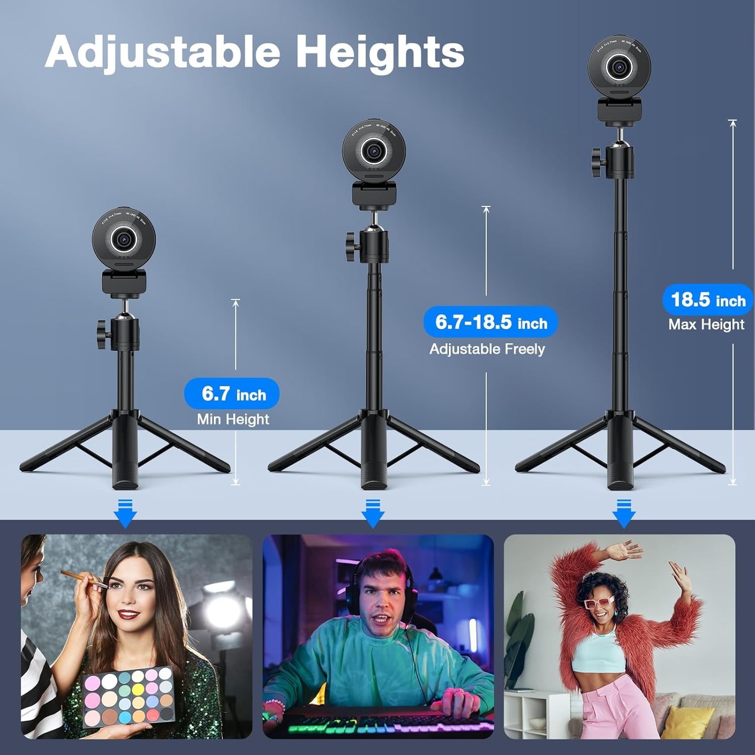 image:imageEMEET S600 4K Webcam for Streaming Sony 1255 Sensor PDAF Autofocus 1080P60FPS 2 Noise Reduction Mics Builtin Privacy Cover 73 FOV Streaming Camera for Live CommerceGamingBeautyS800 12 Sensor with Tripod