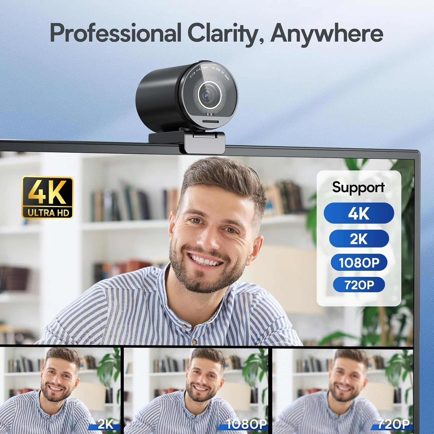 image:imageEMEET S600 4K Webcam for Streaming Sony 1255 Sensor PDAF Autofocus 1080P60FPS 2 Noise Reduction Mics Builtin Privacy Cover 73 FOV Streaming Camera for Live CommerceGamingBeautyS800 12 Sensor with Tripod