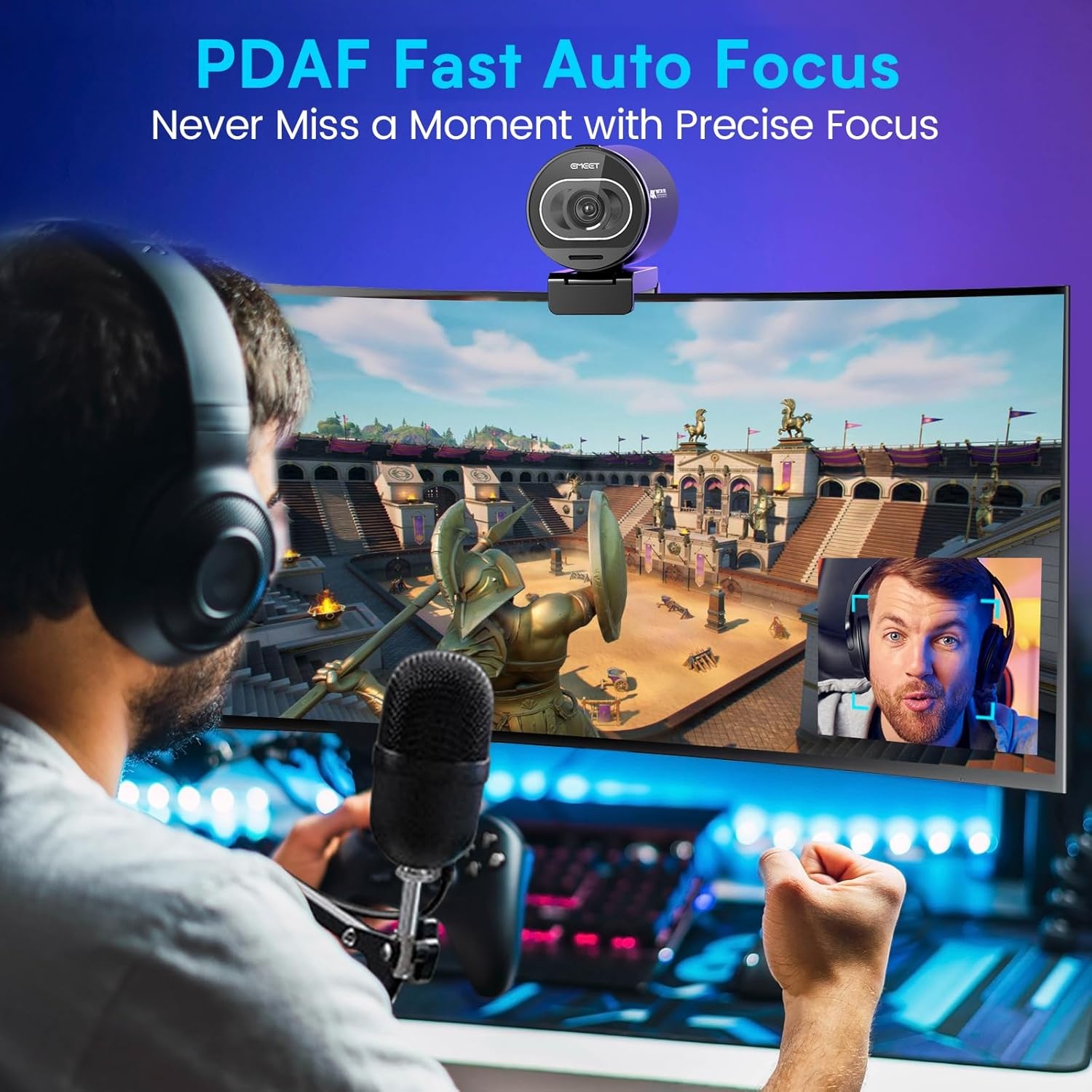 image:imageEMEET S600 4K Webcam for Streaming Sony 1255 Sensor PDAF Autofocus 1080P60FPS 2 Noise Reduction Mics Builtin Privacy Cover 73 FOV Streaming Camera for Live CommerceGamingBeautyS600 Sony Sensor PDAF 60FPS