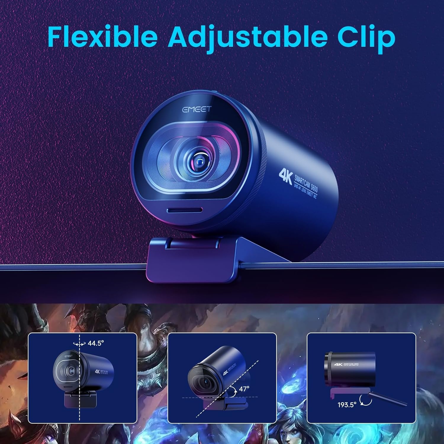 image:imageEMEET S600 4K Webcam for Streaming Sony 1255 Sensor PDAF Autofocus 1080P60FPS 2 Noise Reduction Mics Builtin Privacy Cover 73 FOV Streaming Camera for Live CommerceGamingBeautyS600 Sony Sensor PDAF 60FPS