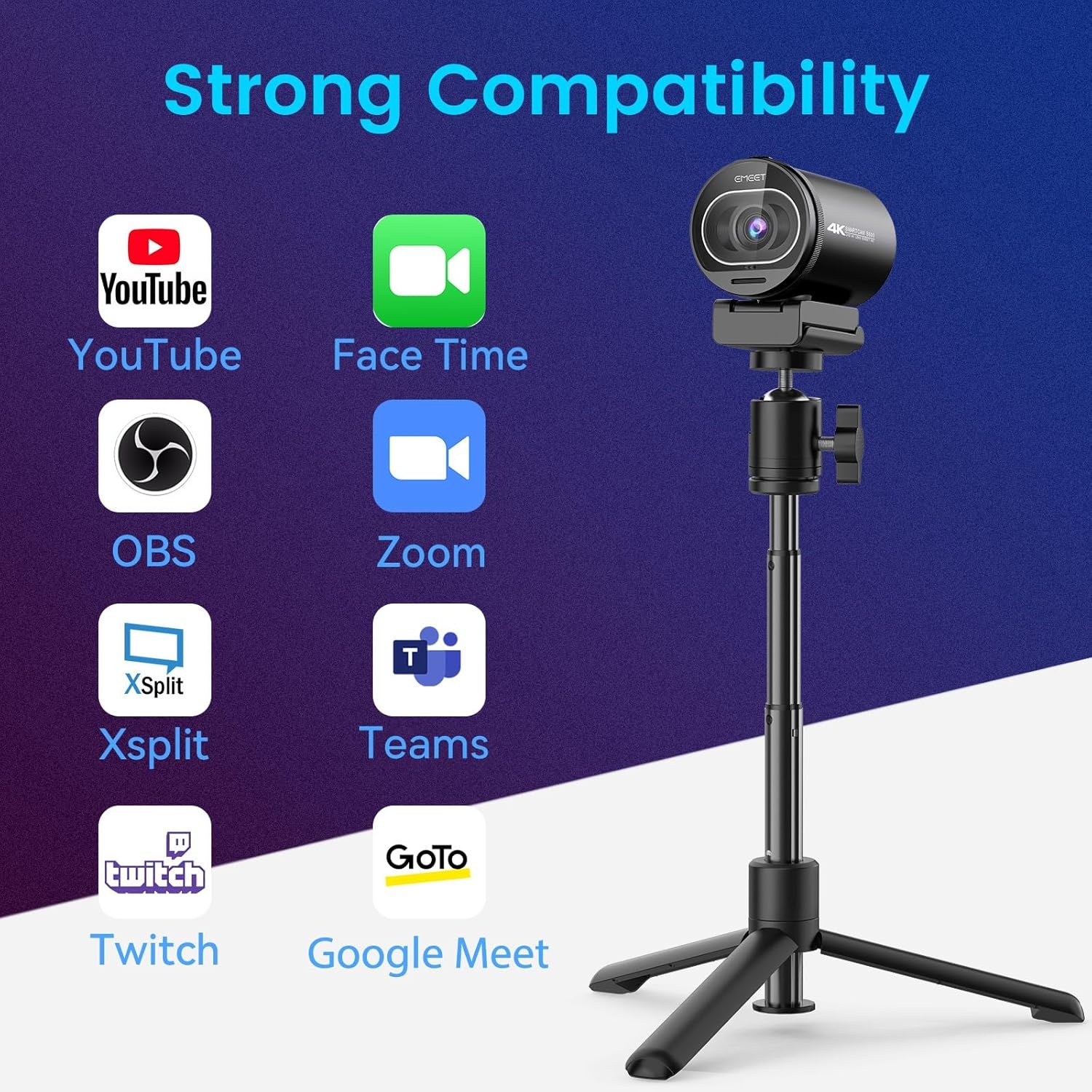 image:imageEMEET S600 4K Webcam for Streaming Sony 1255 Sensor PDAF Autofocus 1080P60FPS 2 Noise Reduction Mics Builtin Privacy Cover 73 FOV Streaming Camera for Live CommerceGamingBeautyS600 Sony Sensor PDAF 60FPS