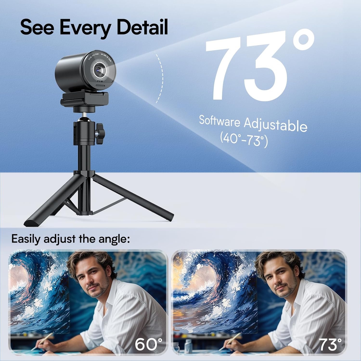 image:imageEMEET S600 4K Webcam for Streaming Sony 1255 Sensor PDAF Autofocus 1080P60FPS 2 Noise Reduction Mics Builtin Privacy Cover 73 FOV Streaming Camera for Live CommerceGamingBeautyS800 12 Sensor with Tripod