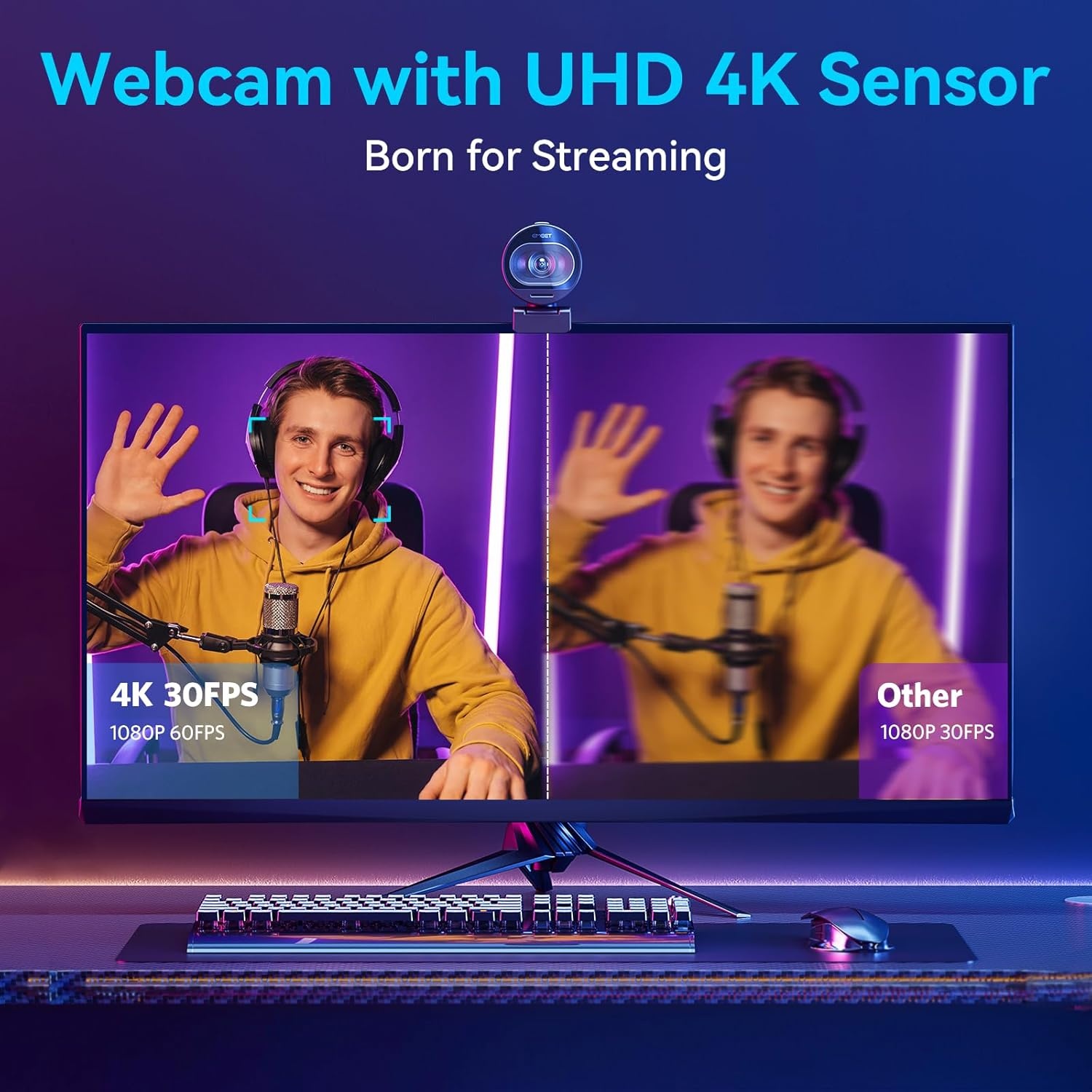 image:imageEMEET S600 4K Webcam for Streaming Sony 1255 Sensor PDAF Autofocus 1080P60FPS 2 Noise Reduction Mics Builtin Privacy Cover 73 FOV Streaming Camera for Live CommerceGamingBeautyS600 Sony Sensor PDAF 60FPS