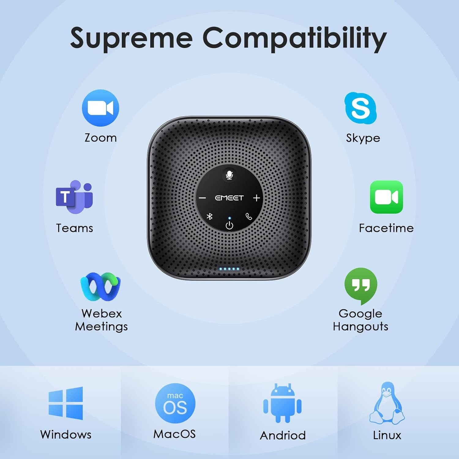 image:imageEMEET USB Speakerphone M1A Zoom Certified AI Mics 360Voice Pickup USB Type CA PlugampPlay Computer Speakers with Microphone Fast Mute Noise Reduction Echo Cancellation for 58 People for Zoom TeamsAdvanced M0 PLUS for 8 People